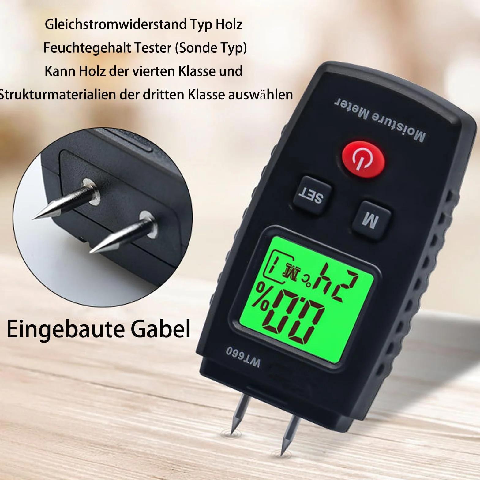 Hygromètre à pin pour bois 7 modes écran LCD rétroéclairage détecteur de moisissure matériaux de construction
