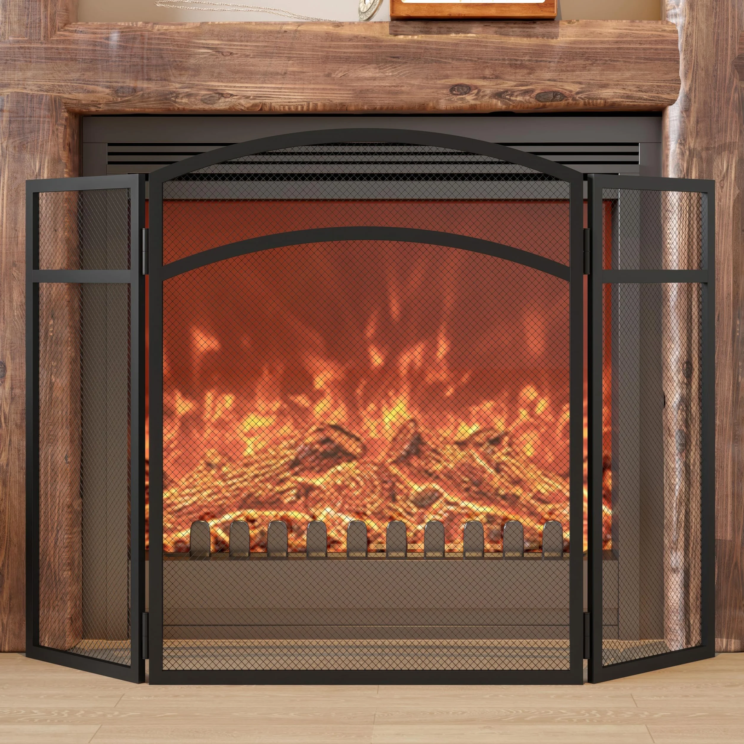 Kingson Pare-feu noir 96,5 x 61 cm pour poêles à bois sécurité bébés animaux