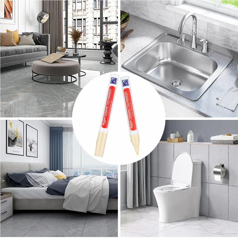 Stylo Joint Carrelage Beige 6Pcs Imperméable Rénovateur Coulis Carrelages Cuisine Salle de Bain