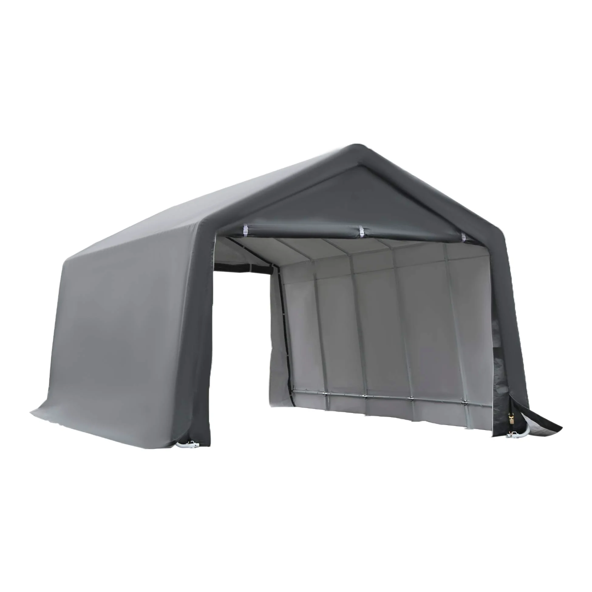 Outsunny Tente Garage carport dim. 6L x 3,6l x 2,75H m Acier galvanisé Robuste PE Haute densité 195 g/m² imperméable Anti-UV Blanc Gris