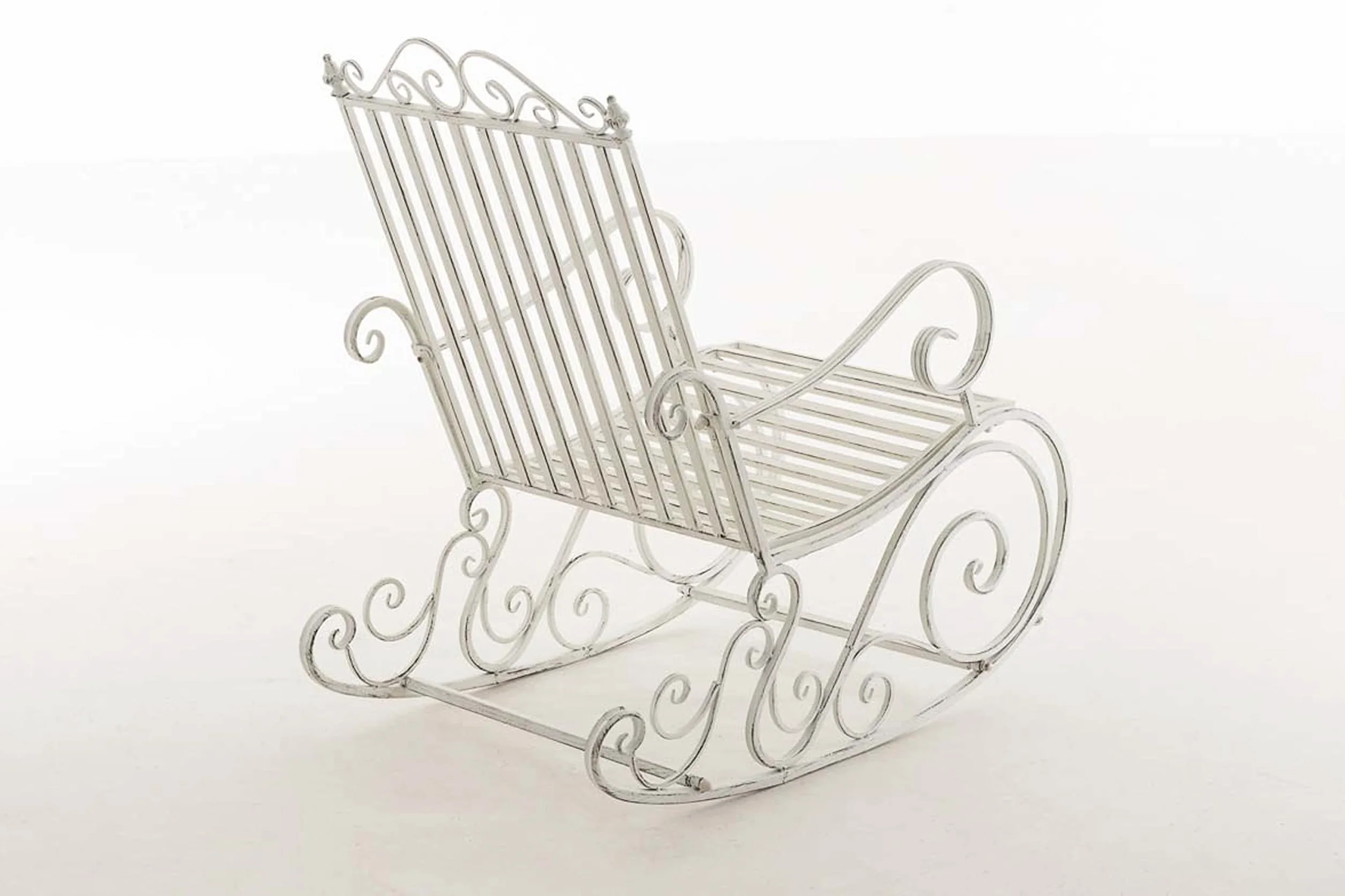 CLP Fauteuil à Bascule Relaxant Smilla, résistant aux intempéries pour Jardin, Ergonomique, Style Maison de Campagne, Fauteuil d'extérieur, Couleur:Blanc Antique