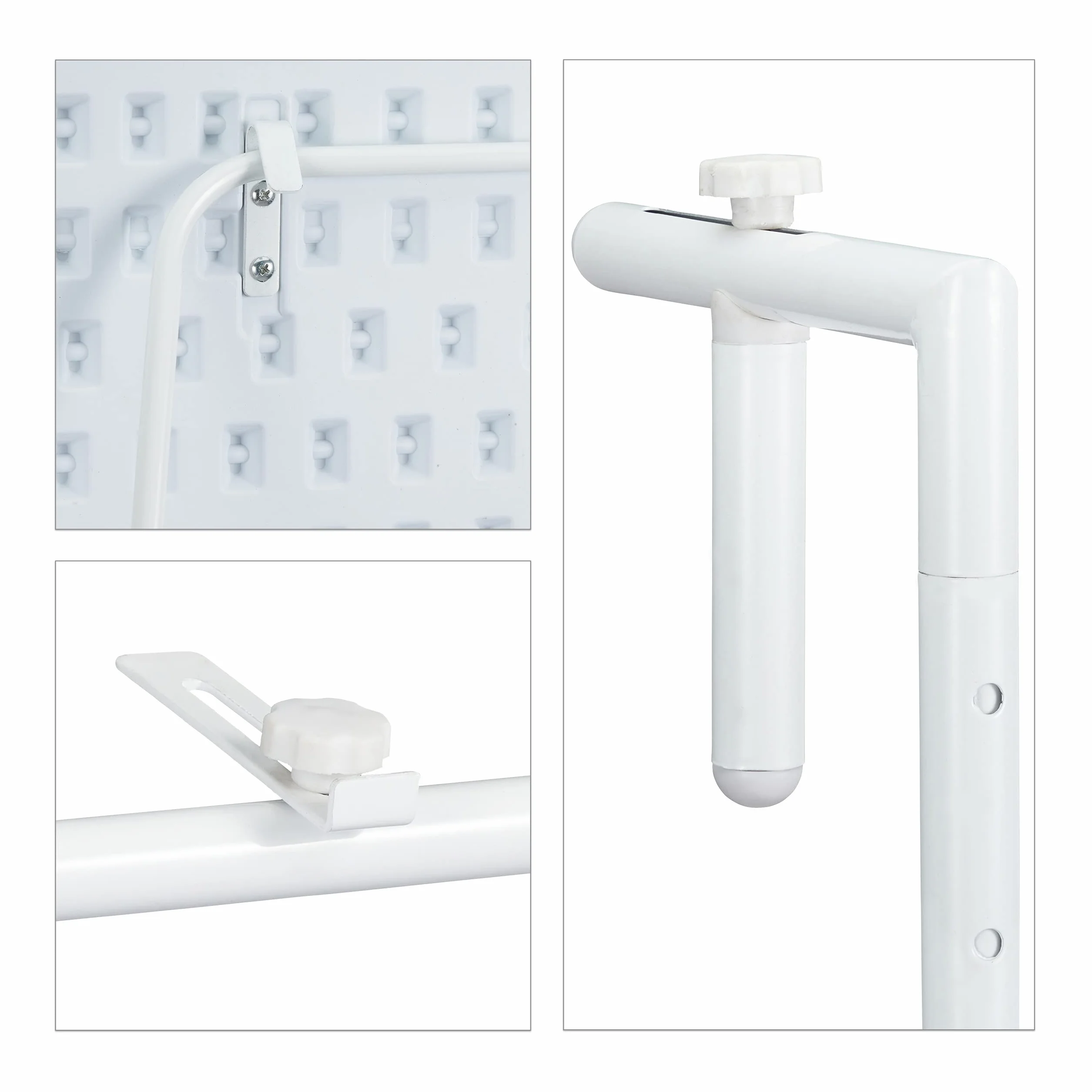 Relaxdays Table Balcon Suspendue Rabattable réglable Hauteur 3 Niveaux Rotin 59,5 x 36 cm Blanc