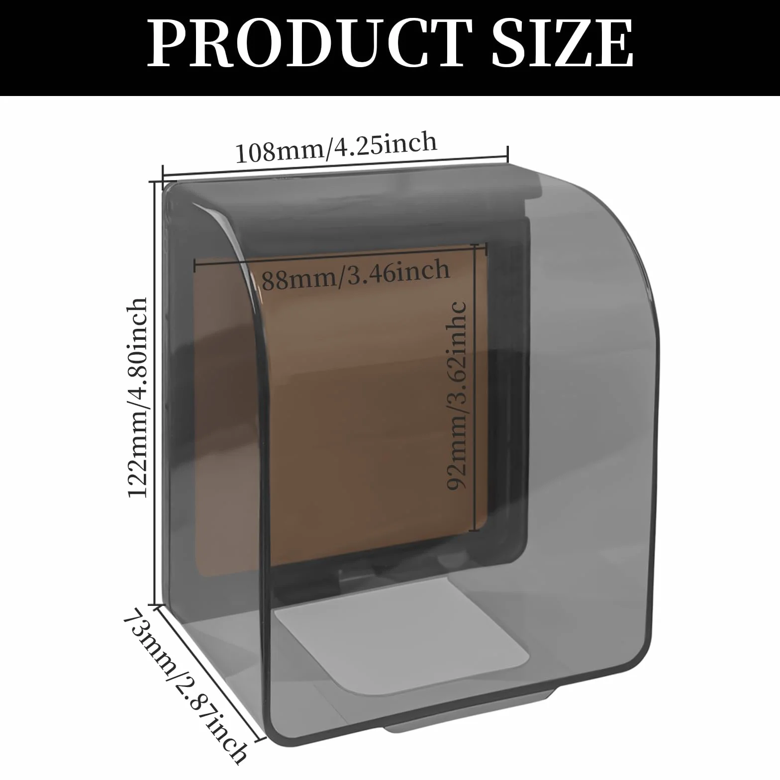 Cache Prise Etanche Electrique Murale Type 86 Plastique Autocollant Noir Transparent 12,2 x 10,8 x 7,3cm