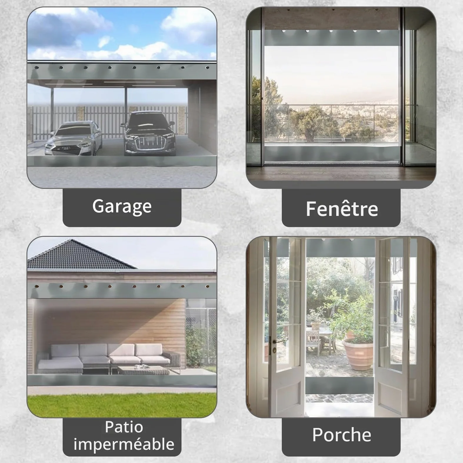 Extérieur Rideaux Imperméable, Transparent PVC Plastique Rideau,0.6mm Panneau de Bâche avec Oeillet et Crochet pour Garage Porches Terrasse Jardin, 3.5x2.5m