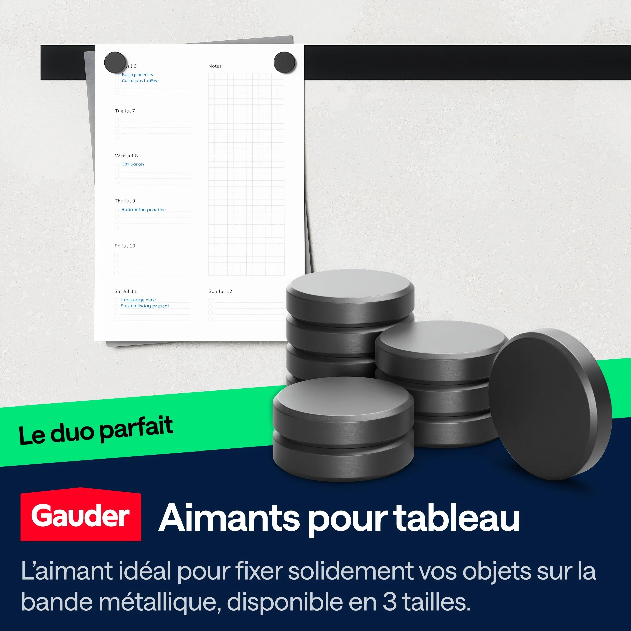 GAUDER Ruban magnétique autocollant 1 m x 35 mm noir pour aimants figurines Tonie® bricolage
