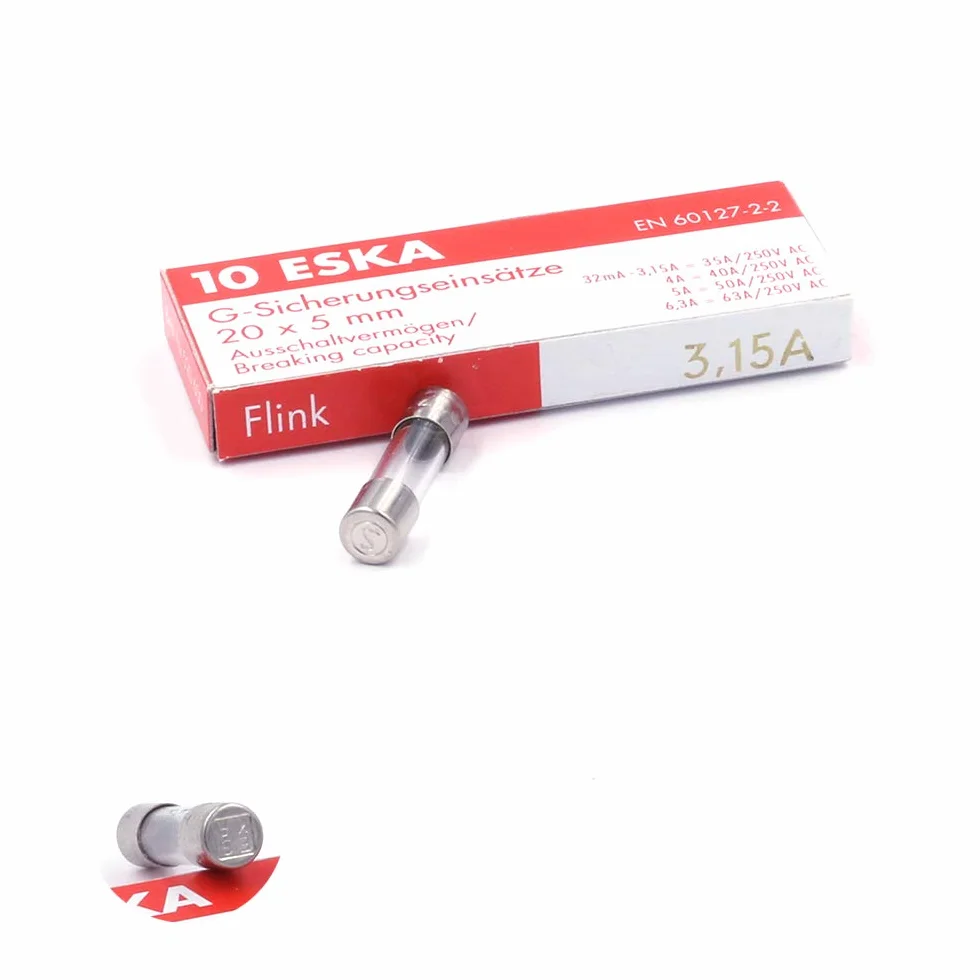 Fusible rapide en verre 3.15A 250VAC 5x20mm 10 pièces