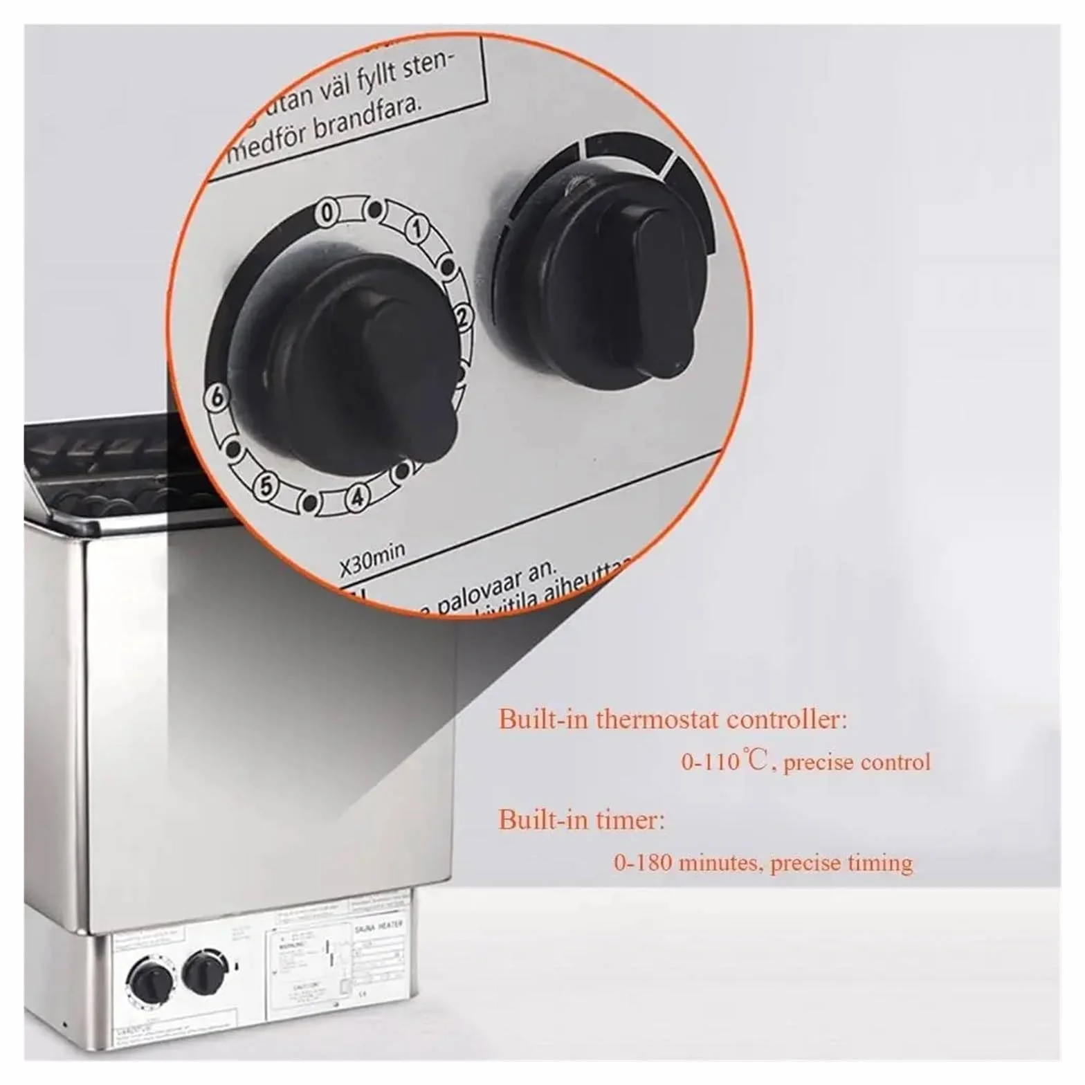 Poêle de sauna électrique 220V 3.5kW en acier inoxydable avec contrôleur interne 2-13 m³