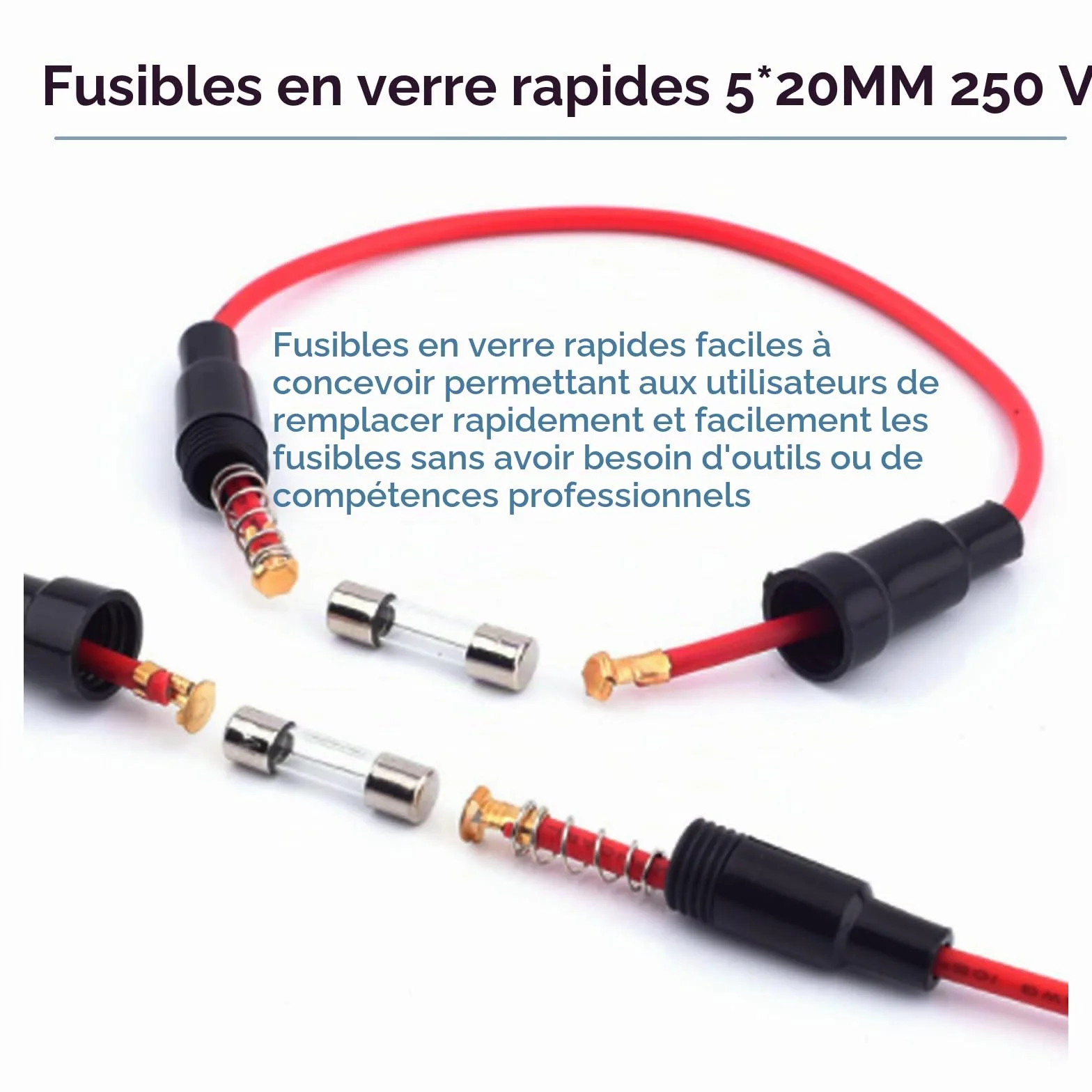 Kit d'assortiment de Fusibles à action lente 5x20mm 250V 240 pcs 24 Valeurs