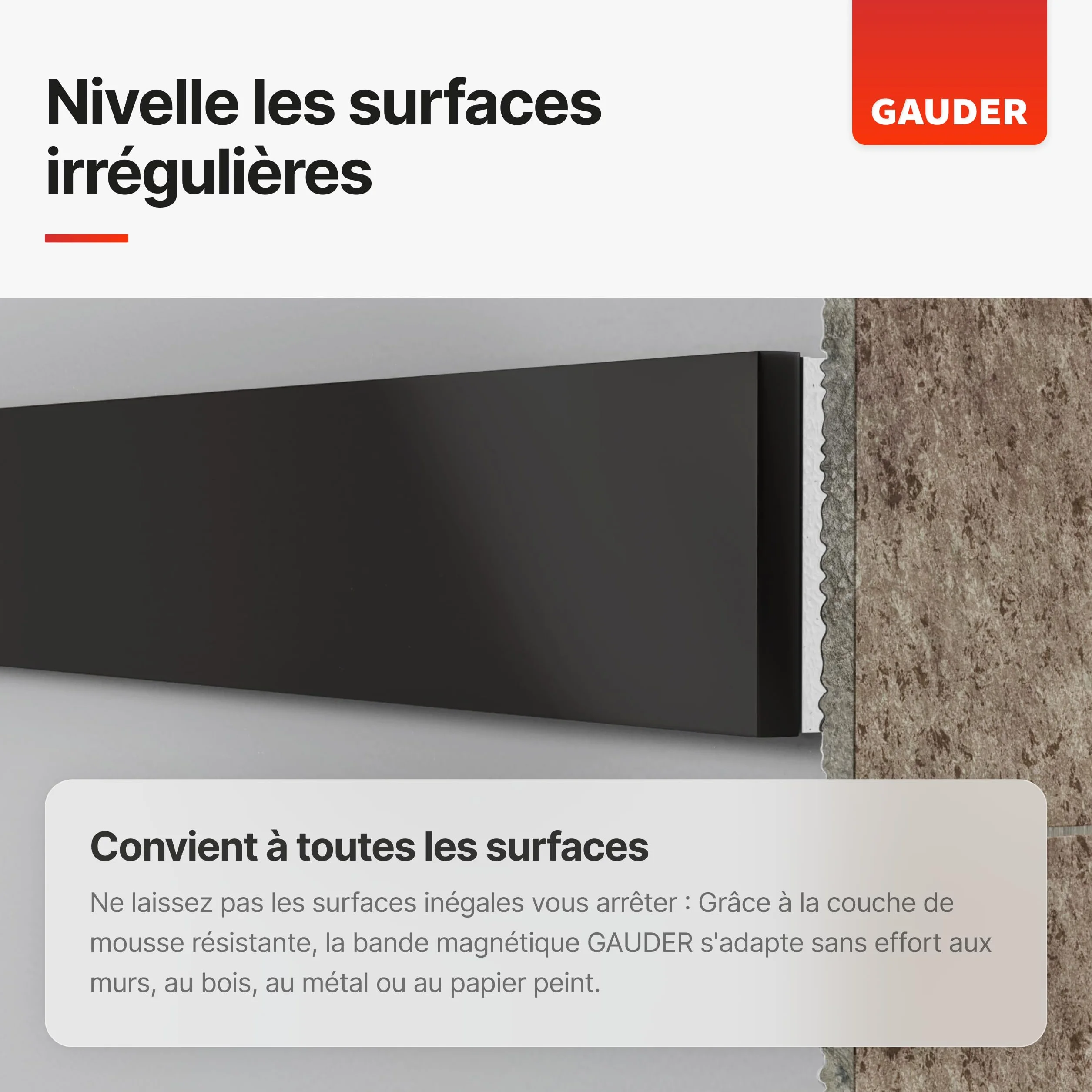 GAUDER Bande Magnétique Autocollante Forte Mousse Adhésive Ruban Découpable Haute Adhérence 6 m x 15 mm