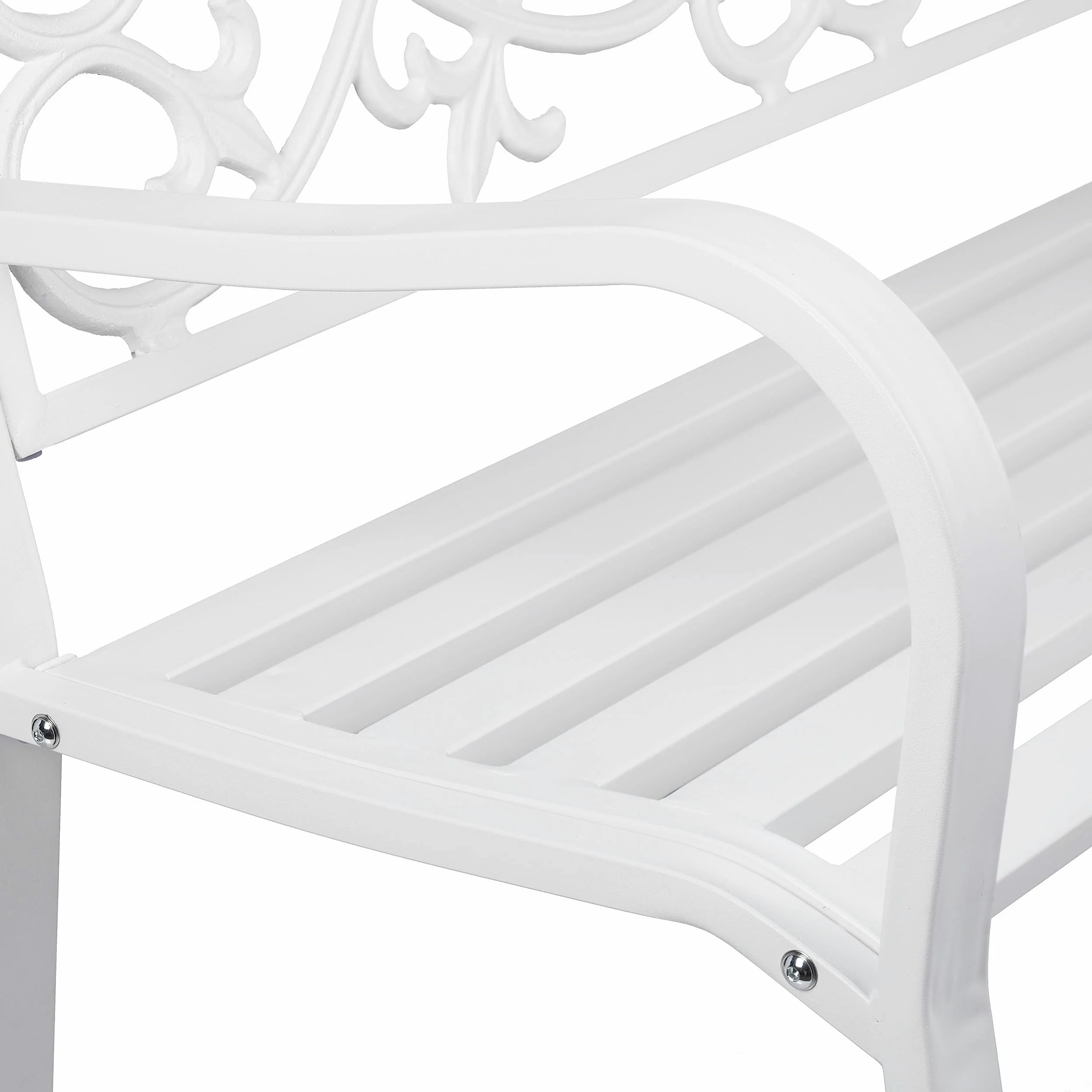Relaxdays Banc de Jardin, nostalgique, 2 Places, résistant aux intempéries, Fonte et Acier, HLP: 78x124,5x58 cm, Blanc