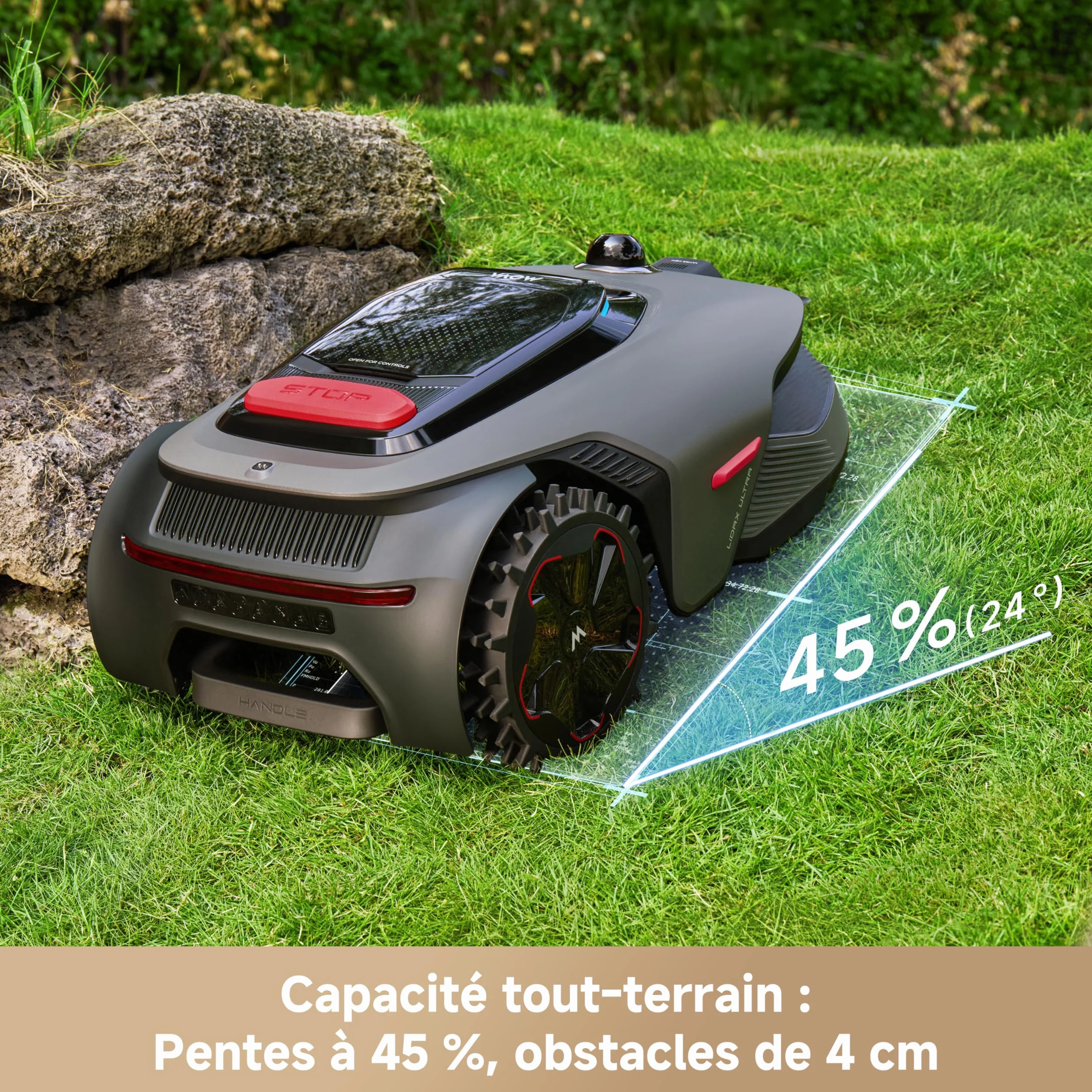 MOVA LiDAX Ultra 1200 Robot Tondeuse sans Fil, Cartographie IA LiDAR 3D 360°, 1200 m², Coupe Bordures 5 cm