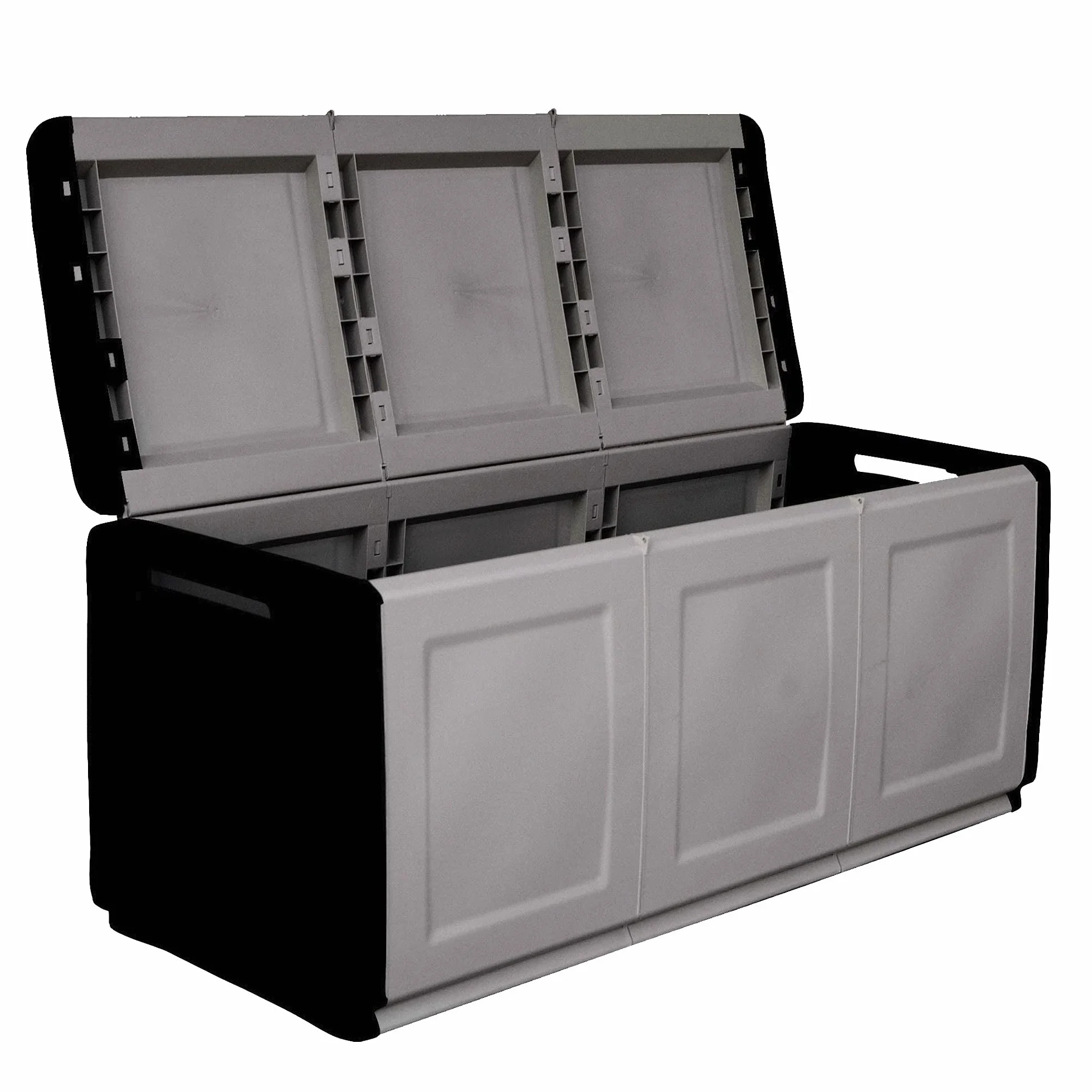 SATURNIA Coffre de rangement 330L 138x53xH57cm Gris Noir Polypropylène