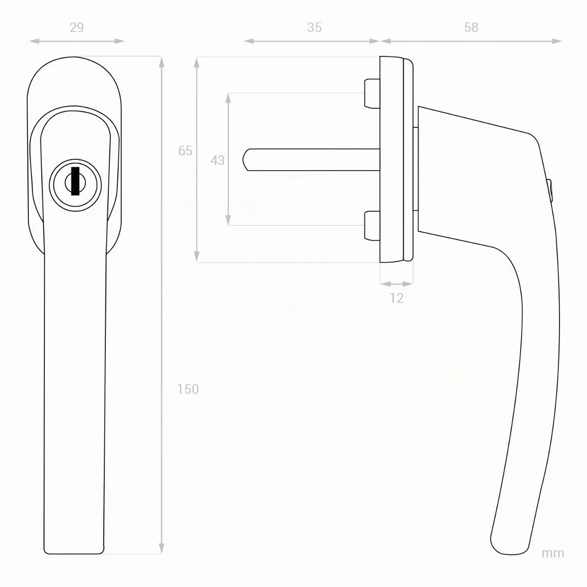 kwmobile Poignée de fenêtre verrouillable aluminium blanc RAL 9016 Longueur tige 35 mm Sécurité enfant
