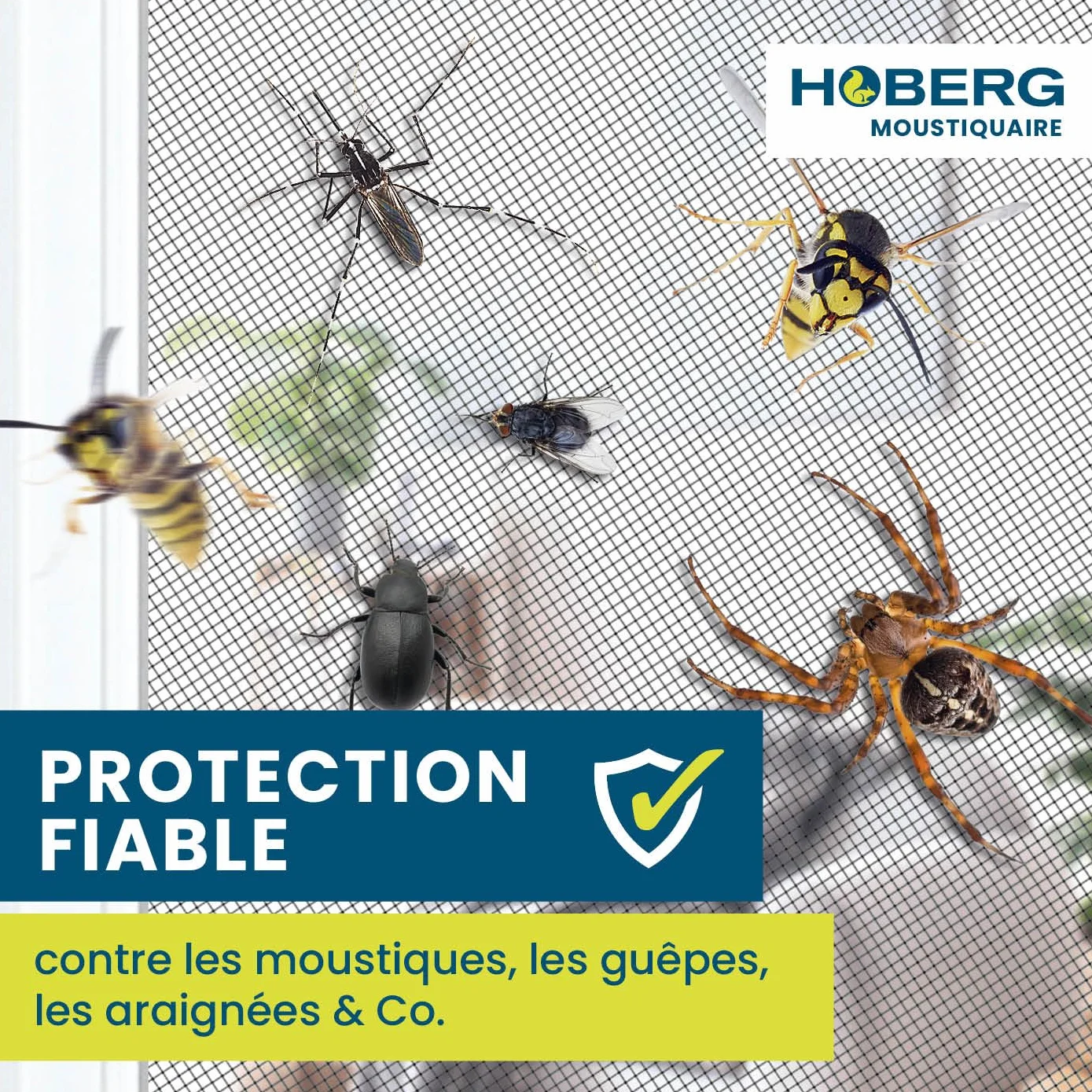 Hoberg Moustiquaire de fenêtre Fixation magnétique 150 x 130 cm découpable Noir