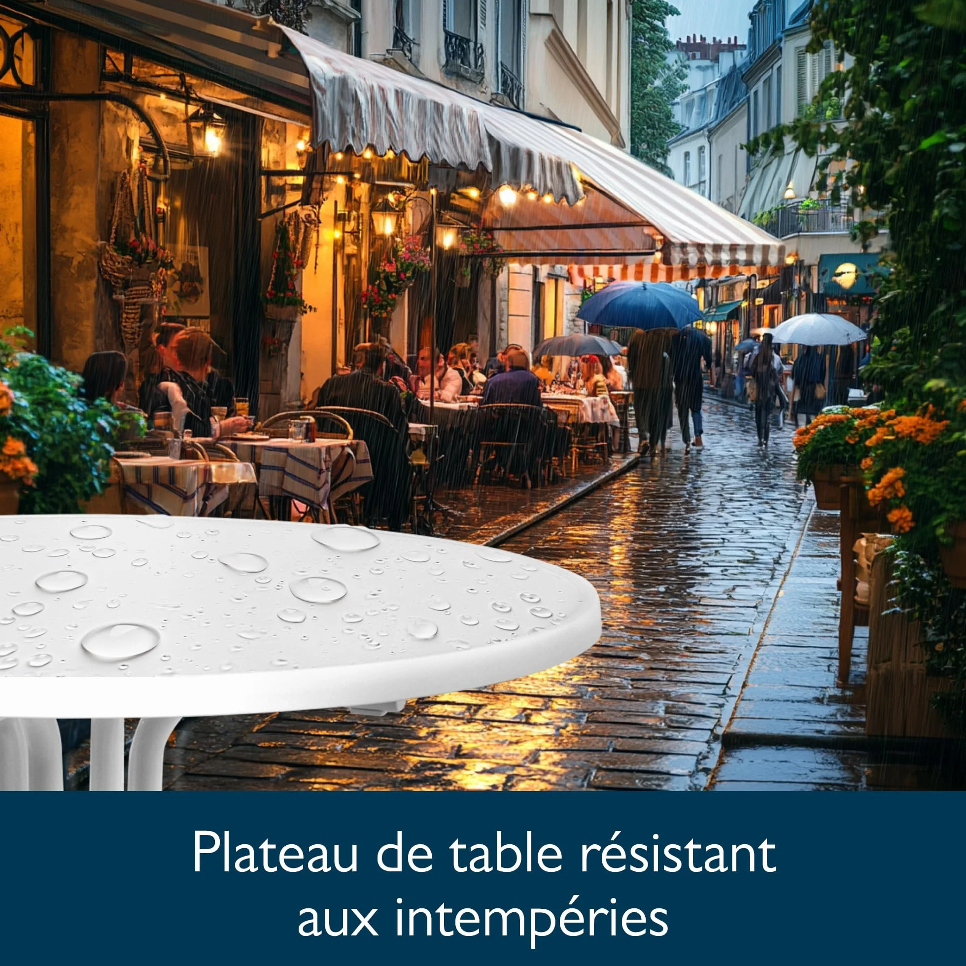 Beautissu Table Bistrot Extérieur Ronde Ø 70 cm Pliante Blanc