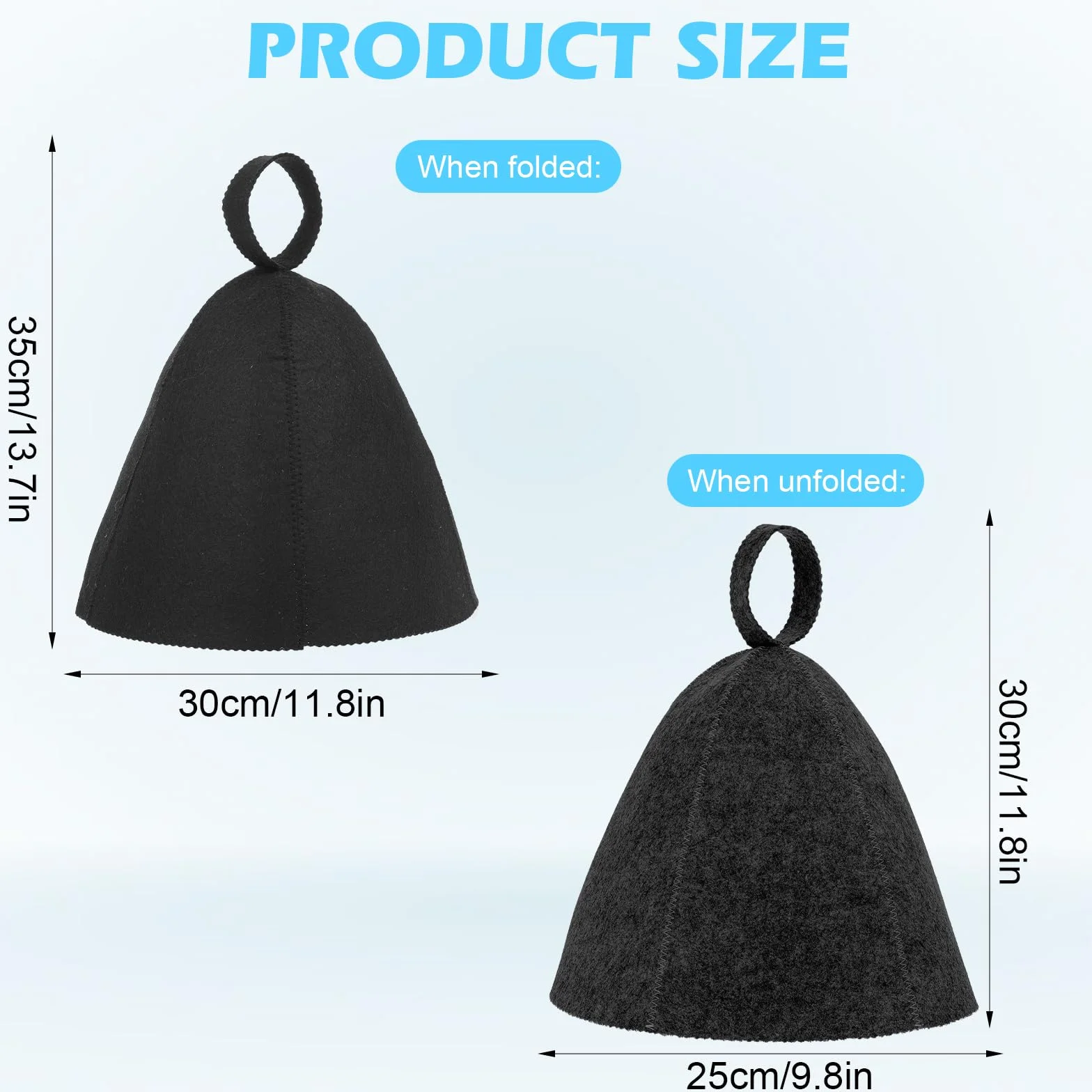 Lot de 2 bonnets de sauna en feutre de laine absorbant - Protection de la tête taille universelle gris noir