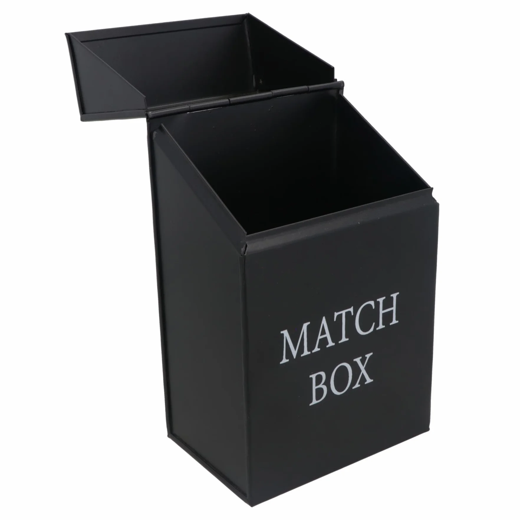 AB Tools Boîte de rangement en métal pour allumettes avec couvercle rabattable Noir