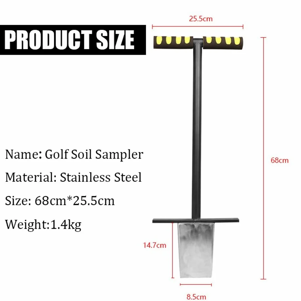 Sonde de sol en acier inoxydable pour pelouse et jardin, outil professionnel avec poignée et pédale