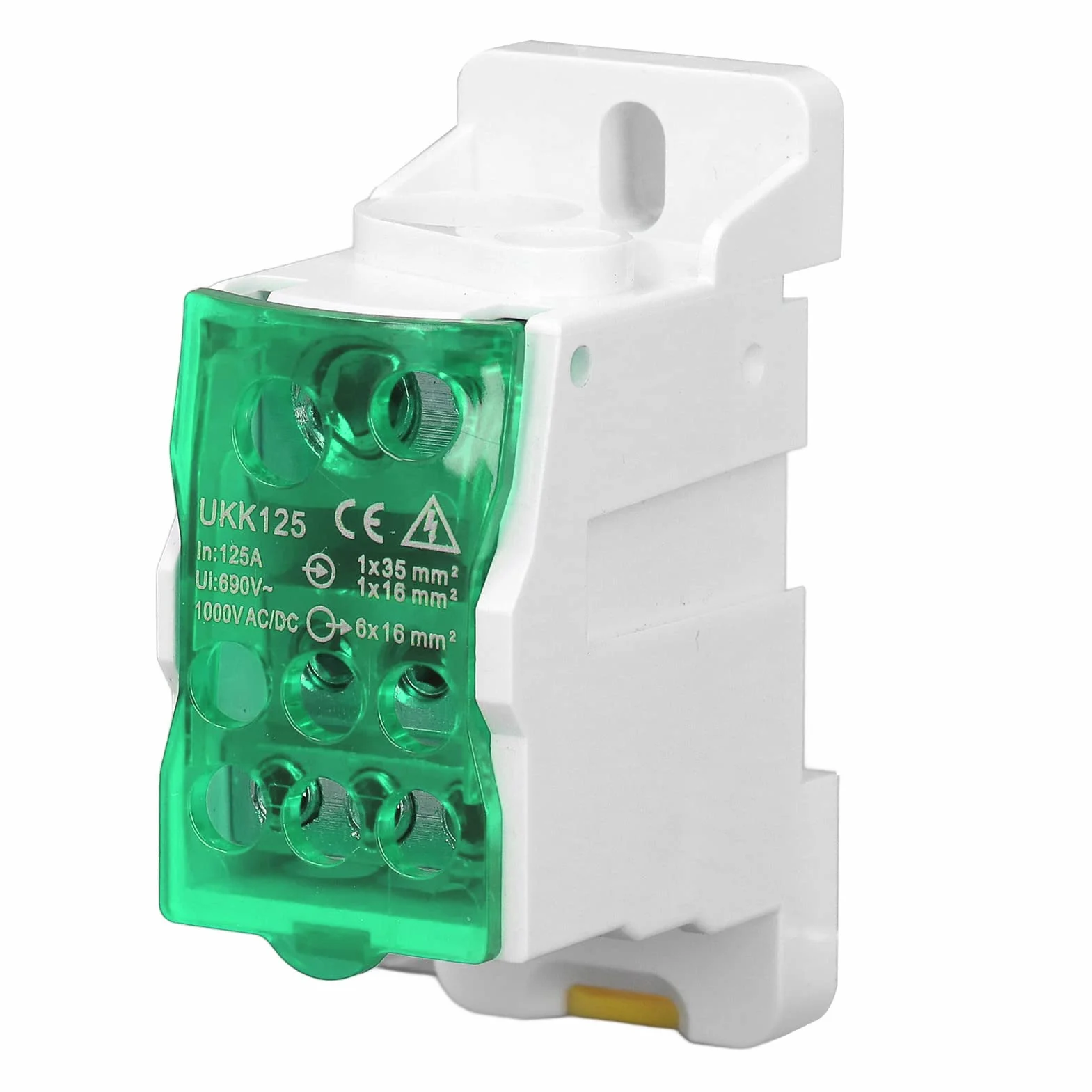 Boîte de Distribution Rail DIN 690V 125A Bornier Électrique Ignifuge PA66 Vert