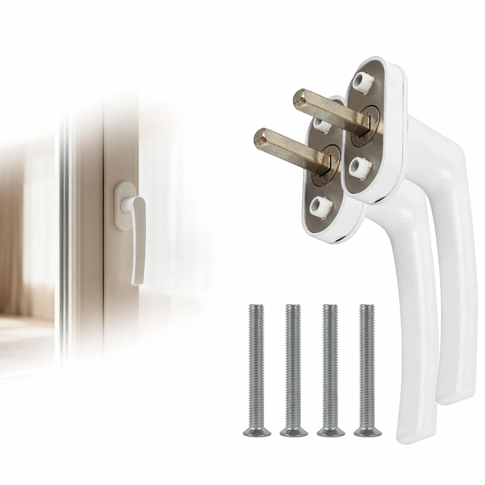 Poignée Fenêtre Aluminium Lot de 2 avec Sécurité Enfant Serrures Fenêtre