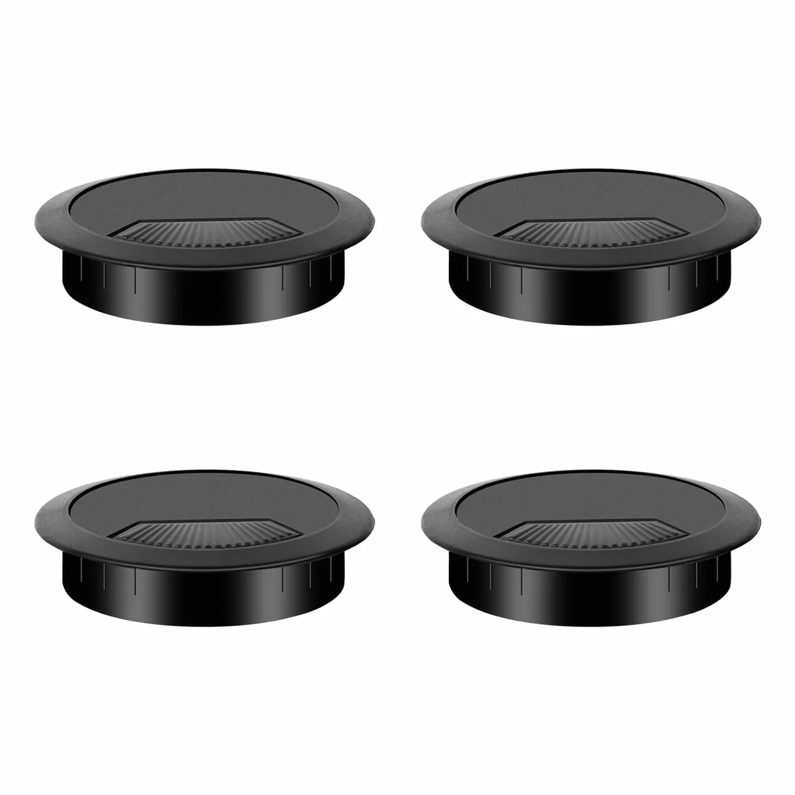 Cache-Câble Bureau 60 mm Noir 4 Pièces Rond Organisateur de Câbles
