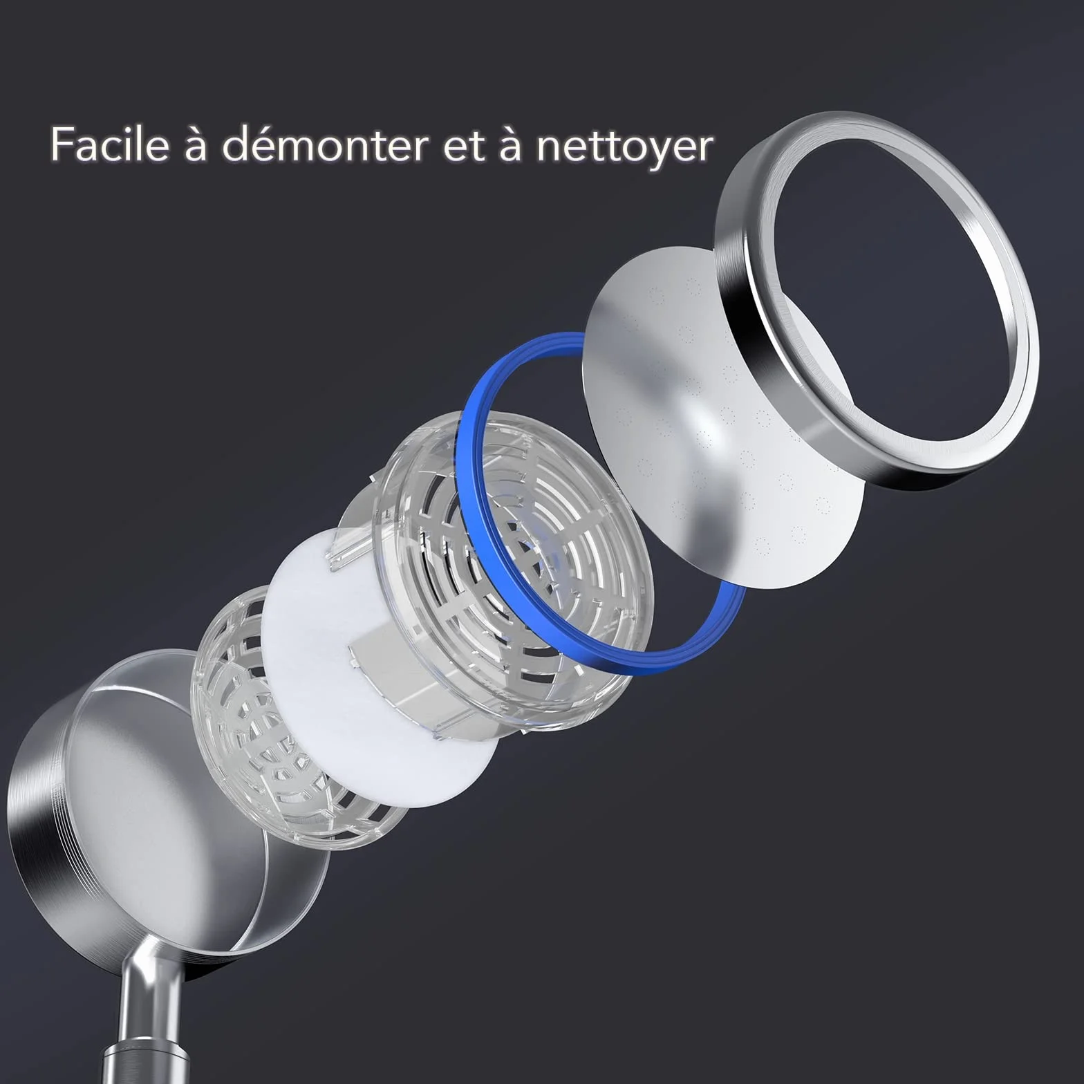Pommeau Douche Haute Pression Acier Inoxydable 304 Douchette Salle de Bain