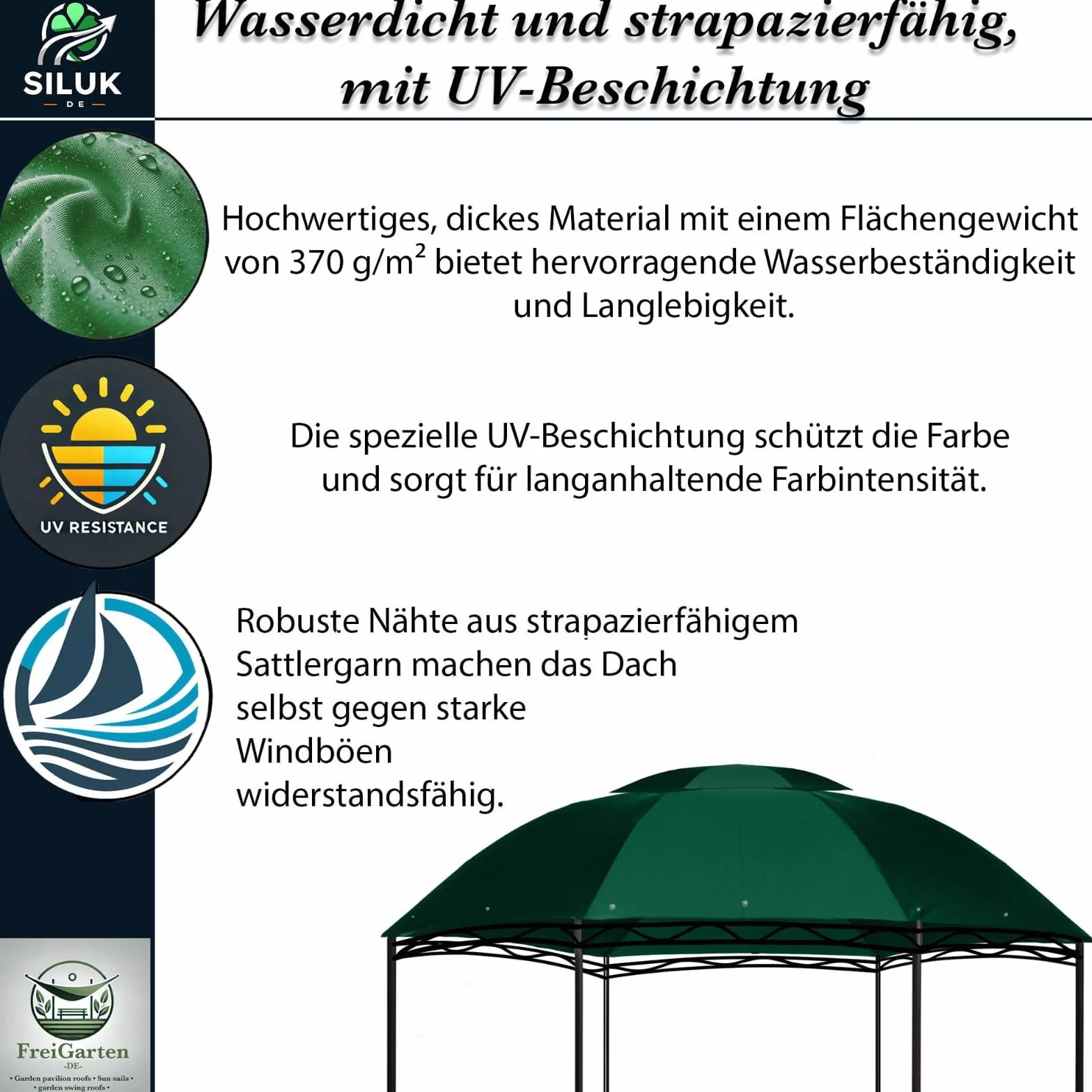 Pavillon de jardin PVC 350 cm panama étanche toit de rechange modèle 2