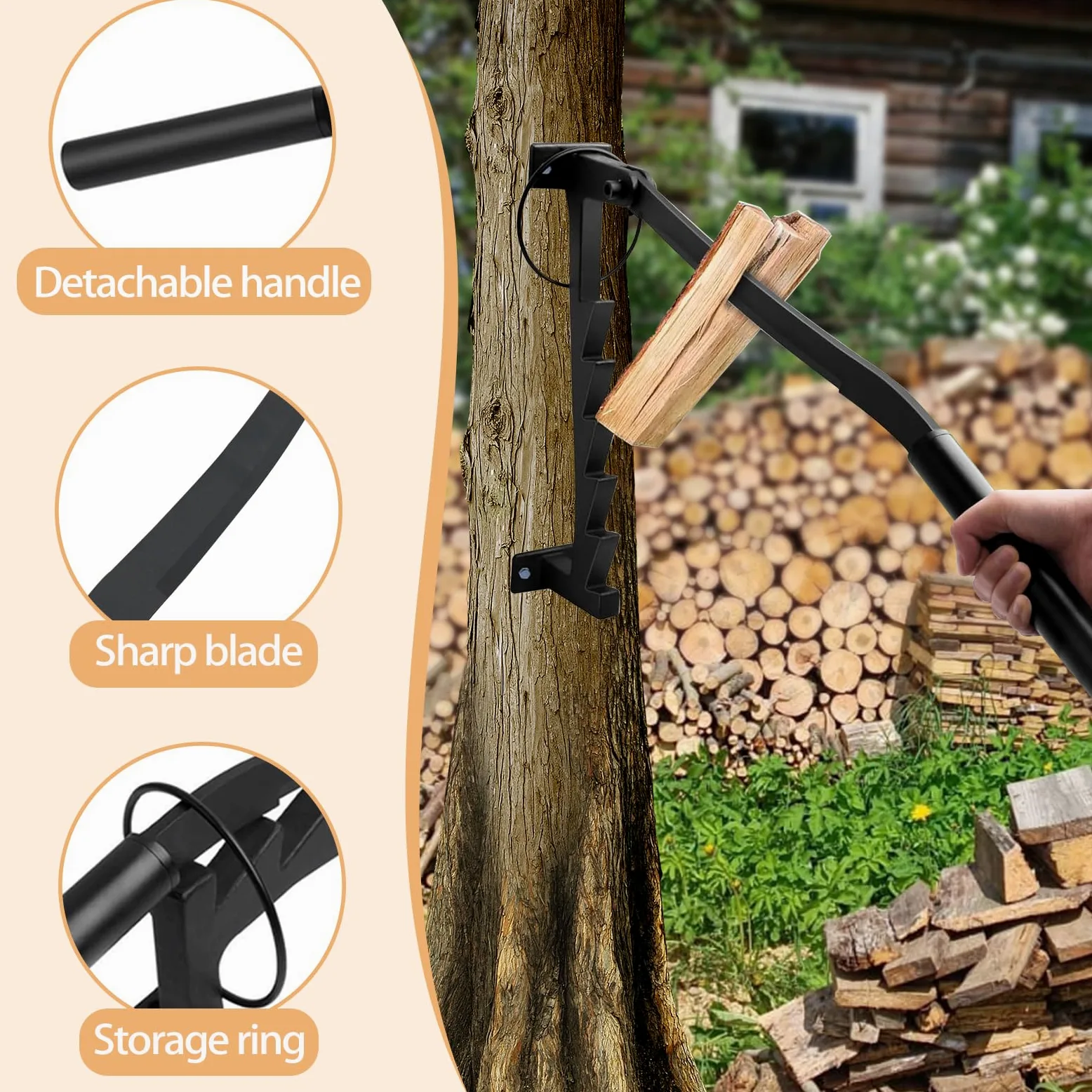Fendeur de bois manuel - Fendeuse de bois murale pratique - Fendeuse de bois de chauffage efficace avec acier au carbone et poignées amovibles - Convient pour l'intérieur et l'extérieur
