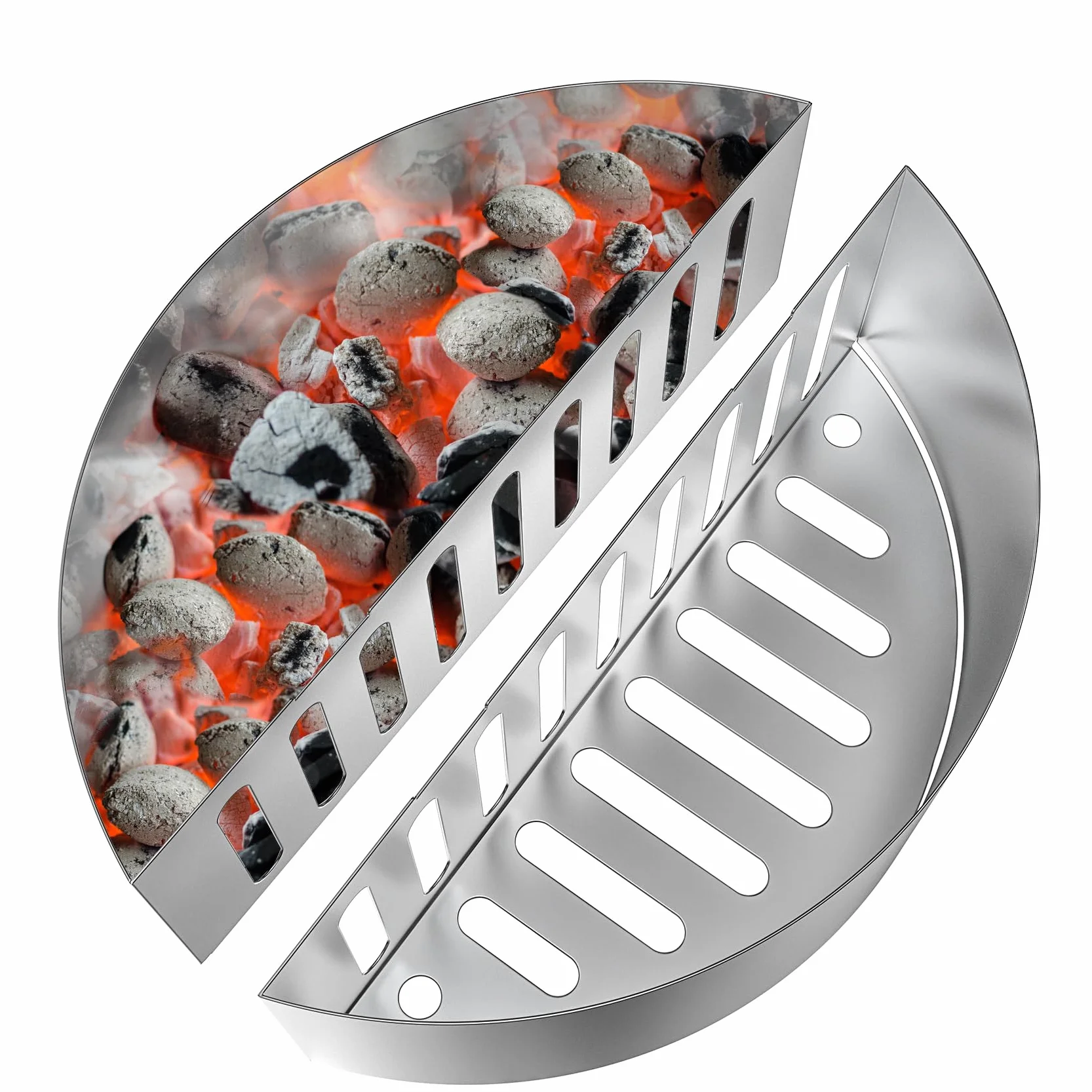 onlyfire Paniers à Charbon de Bois en INOX pour Kettle 57 et 67 cm, Char-Basket pour Barbecue Weber Napoleon