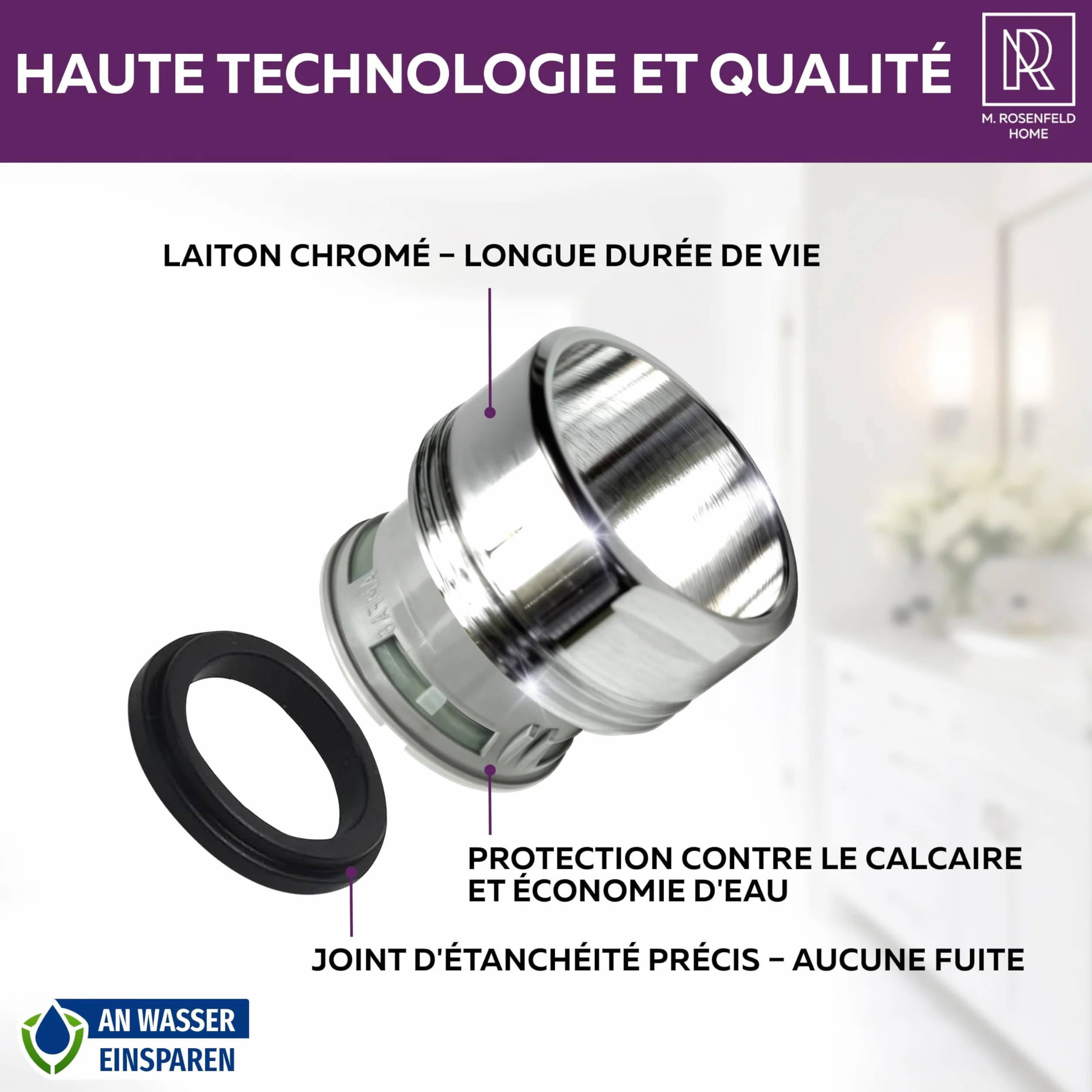 Mousseur Robinet M24 Laiton Chromé Économiseur d'Eau Filtre Anticalcaire 5 L/min