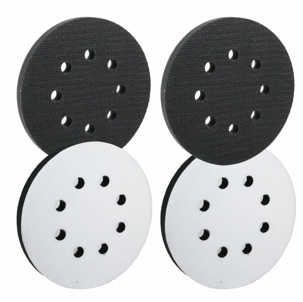 Tampon Interface 125mm 8 Trous Mousse Souple Polissage 4 Pièces
