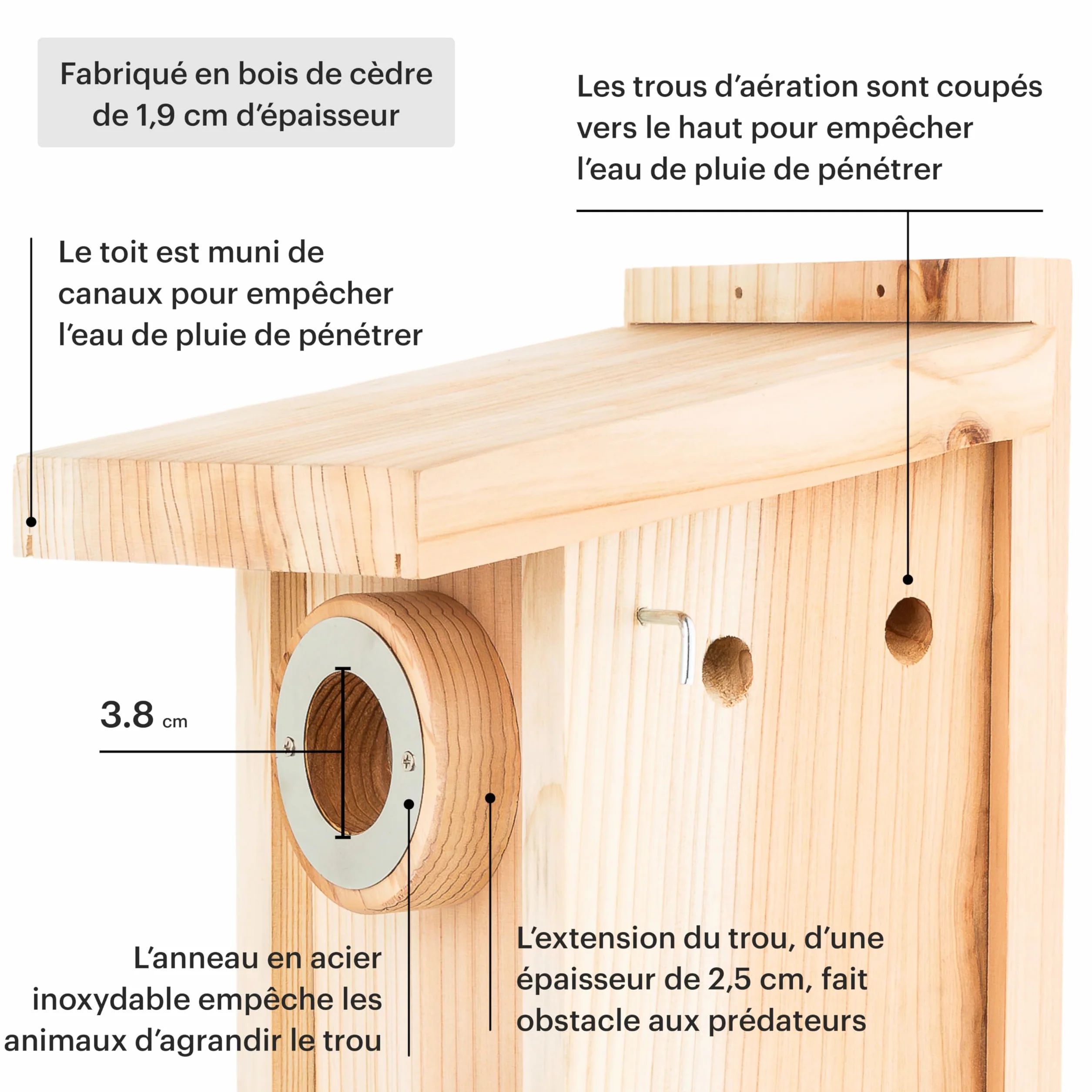 WHITEHORSE Nichoir Maison d'oiseaux Qualité Certification Observation Espèces européennes