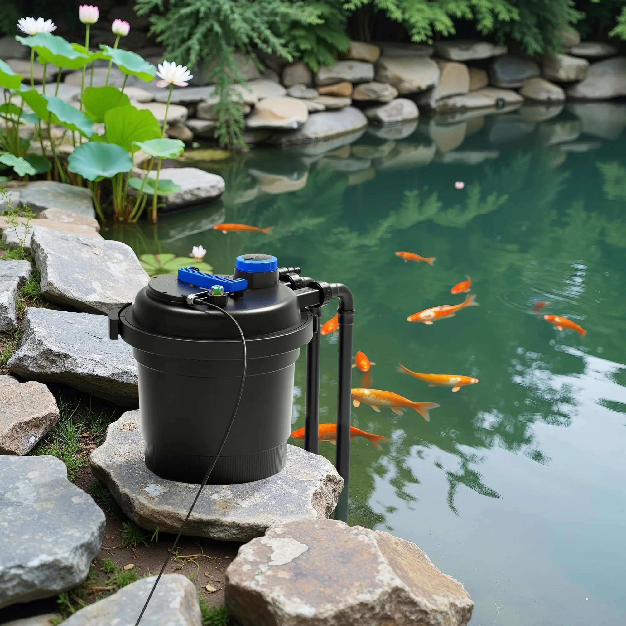 SunSun CPF-180 Filtre de bassin à pression 6000 L UV-C 11W CTF-2800 SuperECO pompe 3000l/h 10W Tuyau 25 mm 1"
