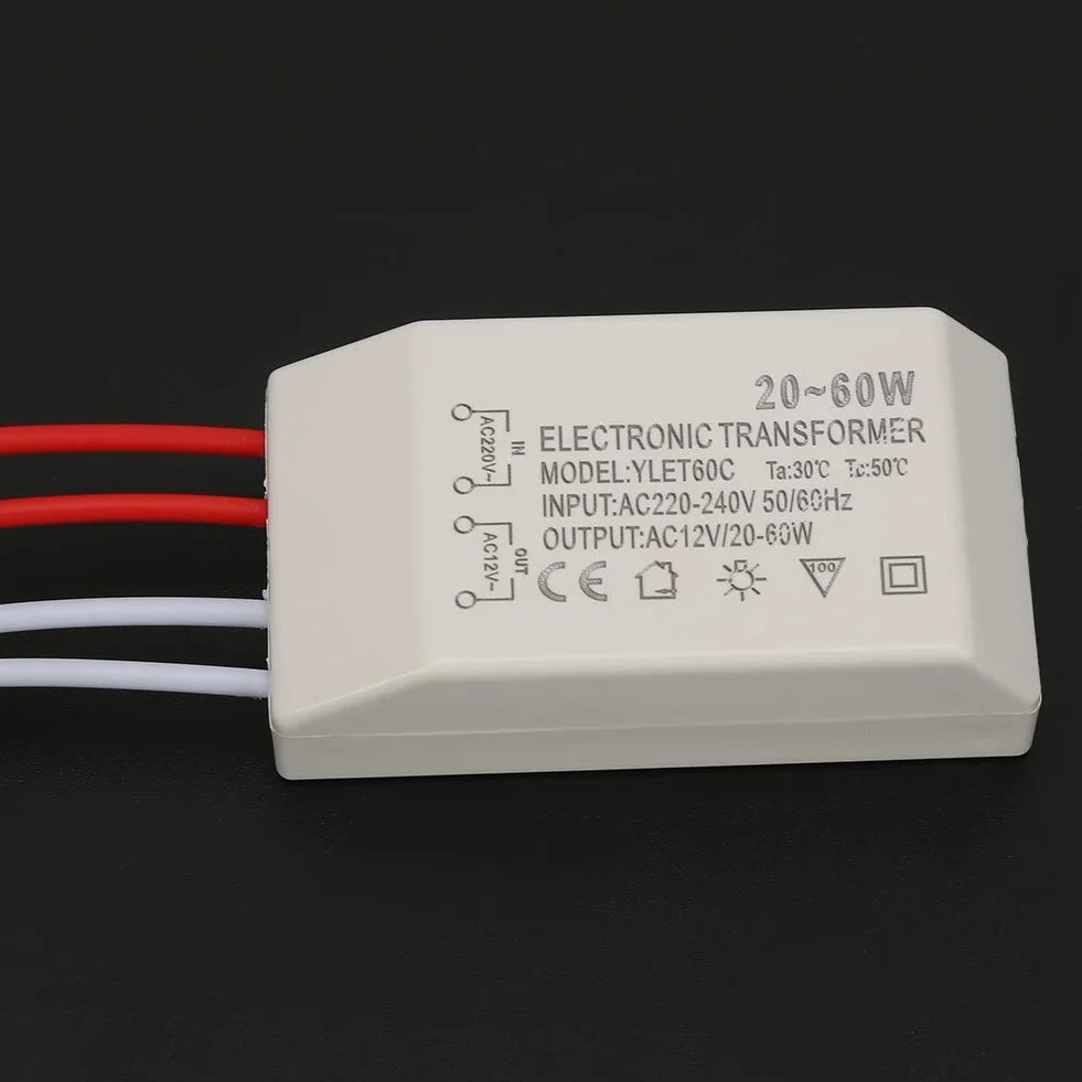 Convertisseur de Tension 220V AC 12V Transformateur électronique 20-60W Pilote Alimentation Intelligent G4