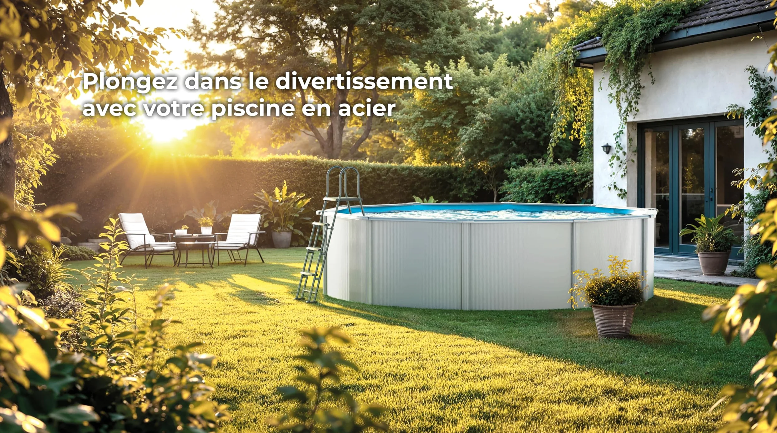 Gre KITPR303 Bora Bora - Piscine Hors-Sol en Acier, Piscine Ronde avec Structure en Acier Blanc. Filtre a Cartouche. Piscines Hors-Sol pour Jardin, Ø300 x 120 cm