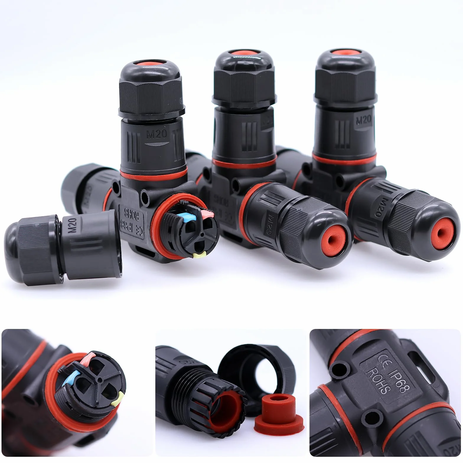 Connecteur Electrique Etanche IP68 Boîte de Jonction 3 Voies pour Ø3-12 mm Câble