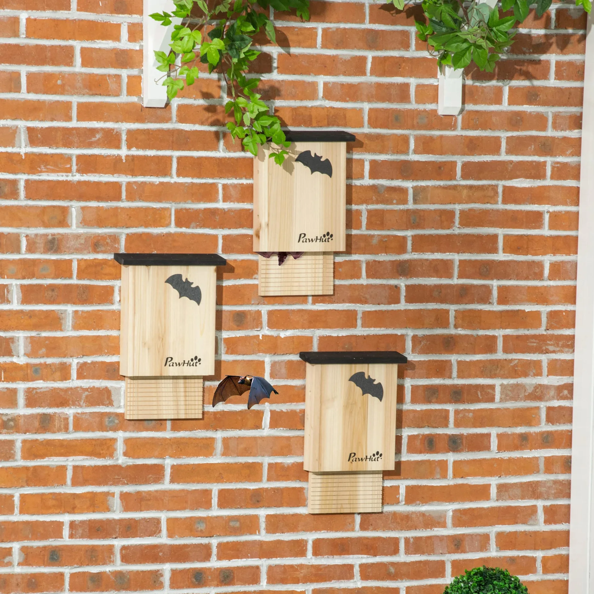 PawHut Nichoirs pour chauve-souris Bois de sapin 25 x 6 x 37,5 cm Naturel