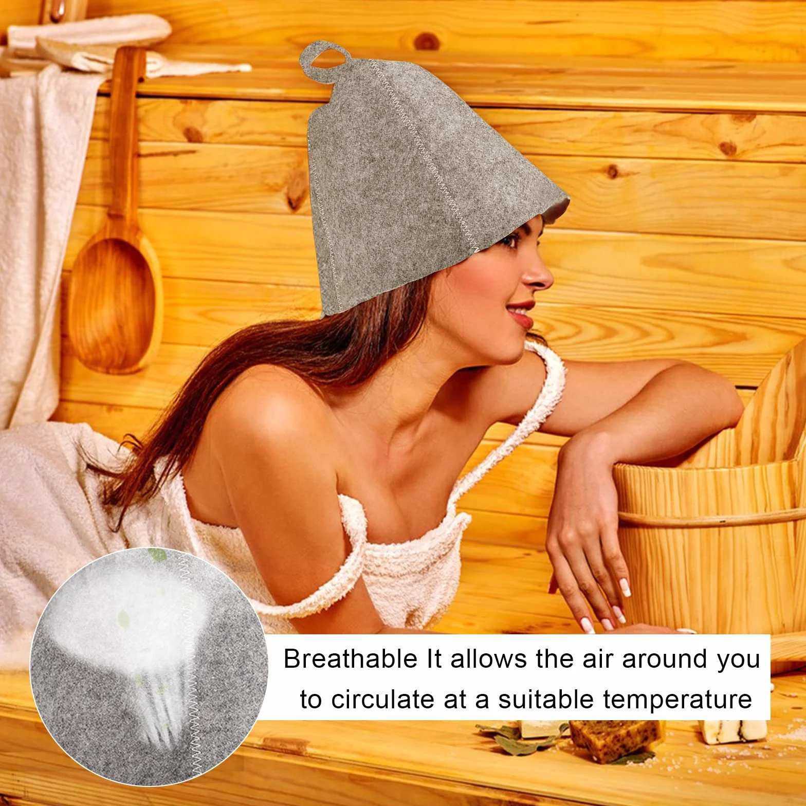 Chapeau de Sauna en Feutre Anti-chaleur 2 Pièces pour Homme et Femme