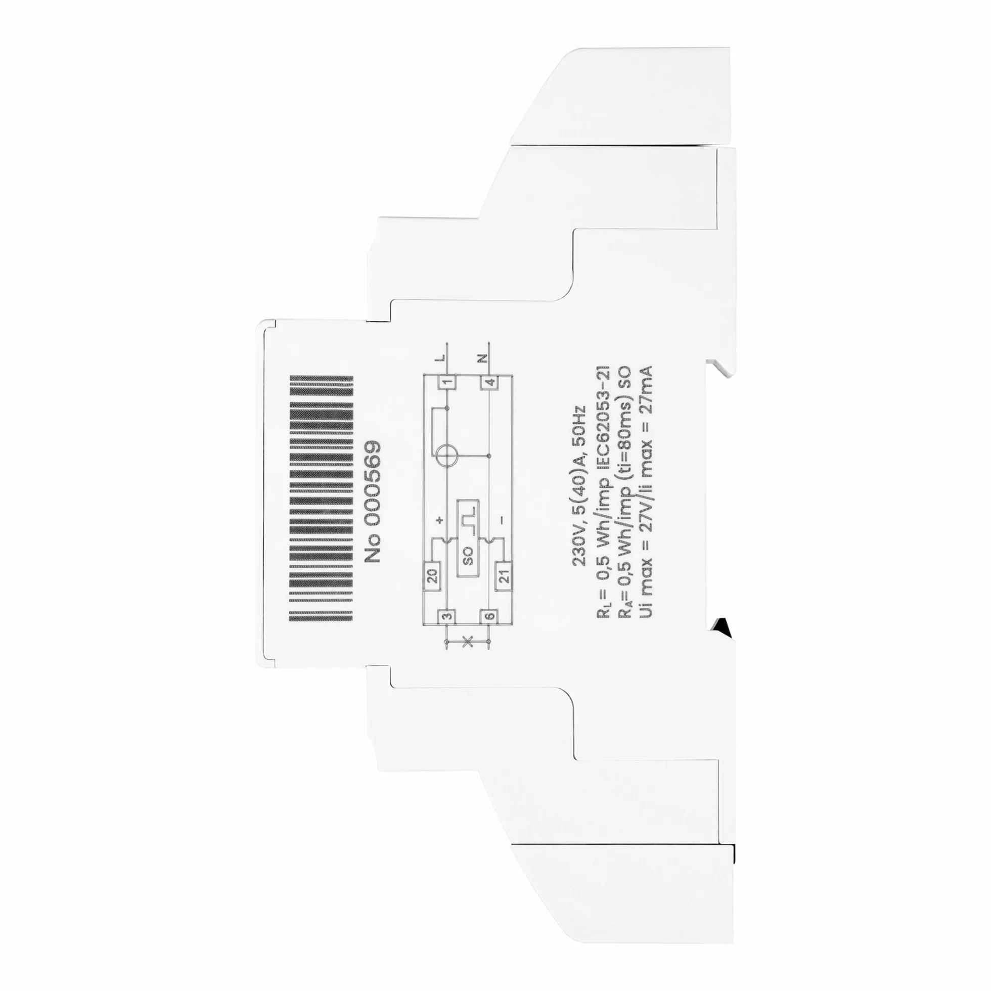 Compteur Électrique Monophasé 40A Rail DIN 230V avec Sortie Impulsionnelle S0 2000 imp/kWh Certifié IEC IP51