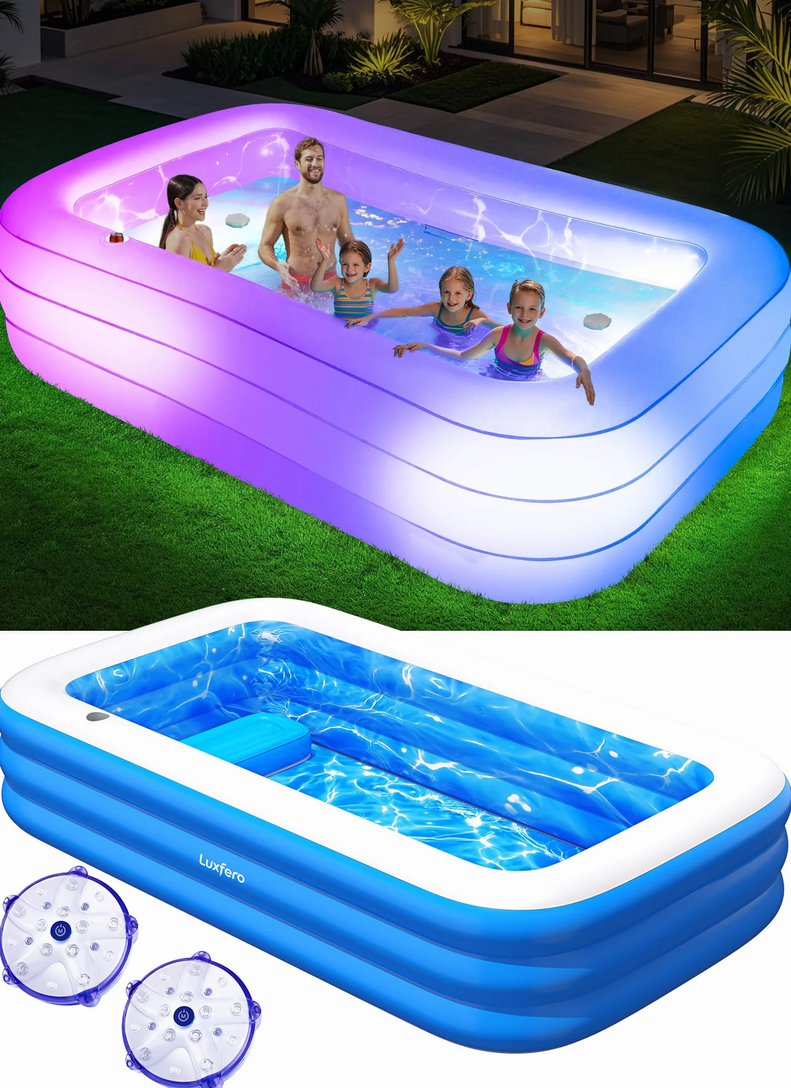 Luxfero Piscine Gonflable 280x160x50 cm 1400L Rectangulaire épaissie Jardin Extérieur