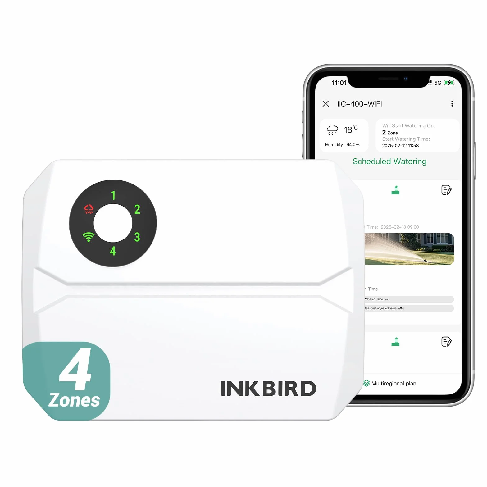 Inkbird Programmateur Arrosage WiFi 4 Voies, Minuteur Arrosage Automatique Jardin Intelligent Contrôle APP