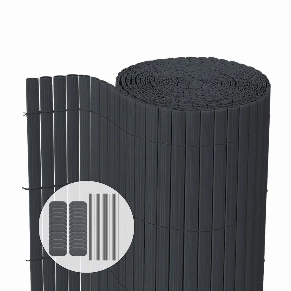 Canisse en PVC Brise Vue Ultra Renforcé 100x500cm Gris avec Attaches de Fixation Double Face