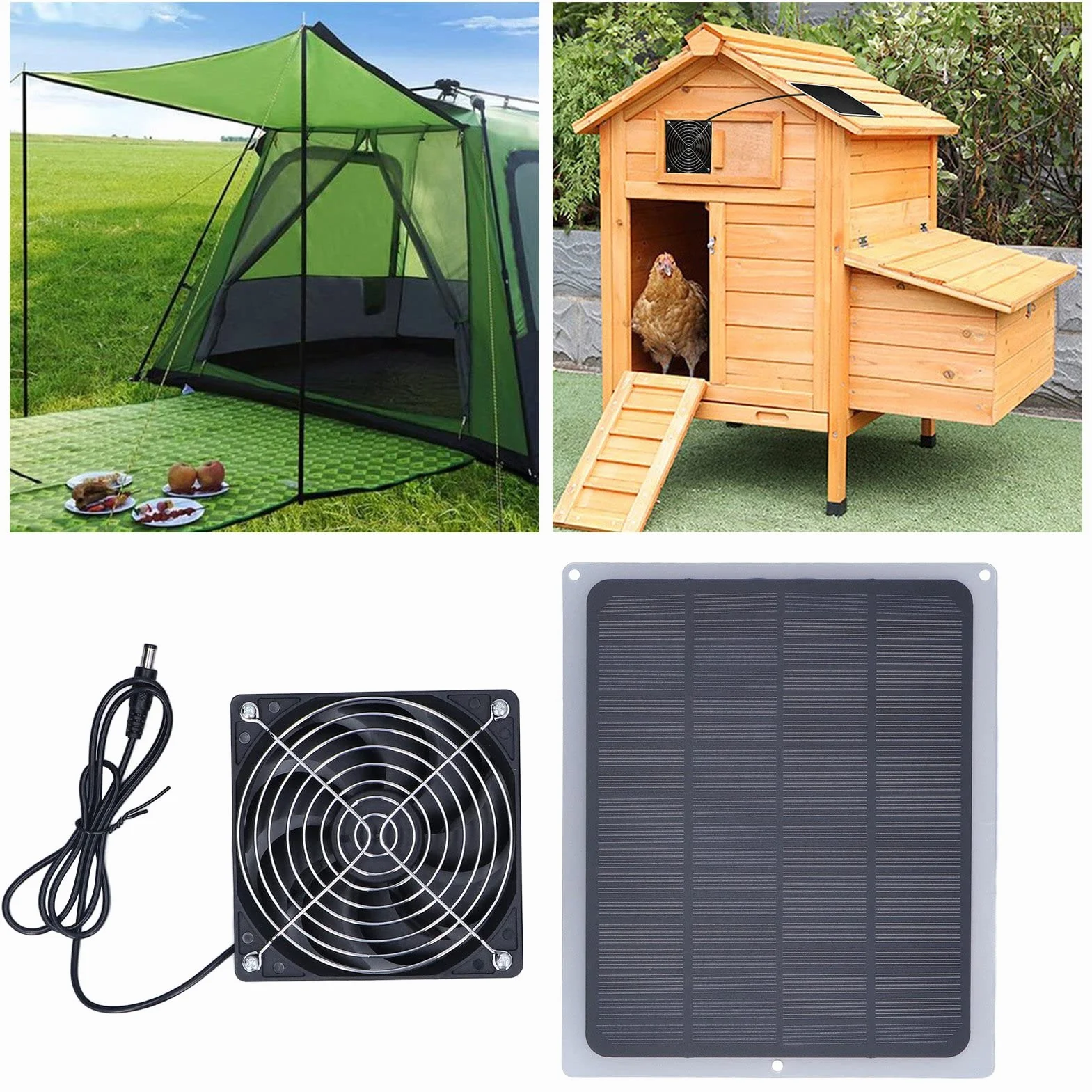 Ventilateur Solaire 6W Kit Ventilation Poulailler Panneau Solaire Étanche Grille Protection