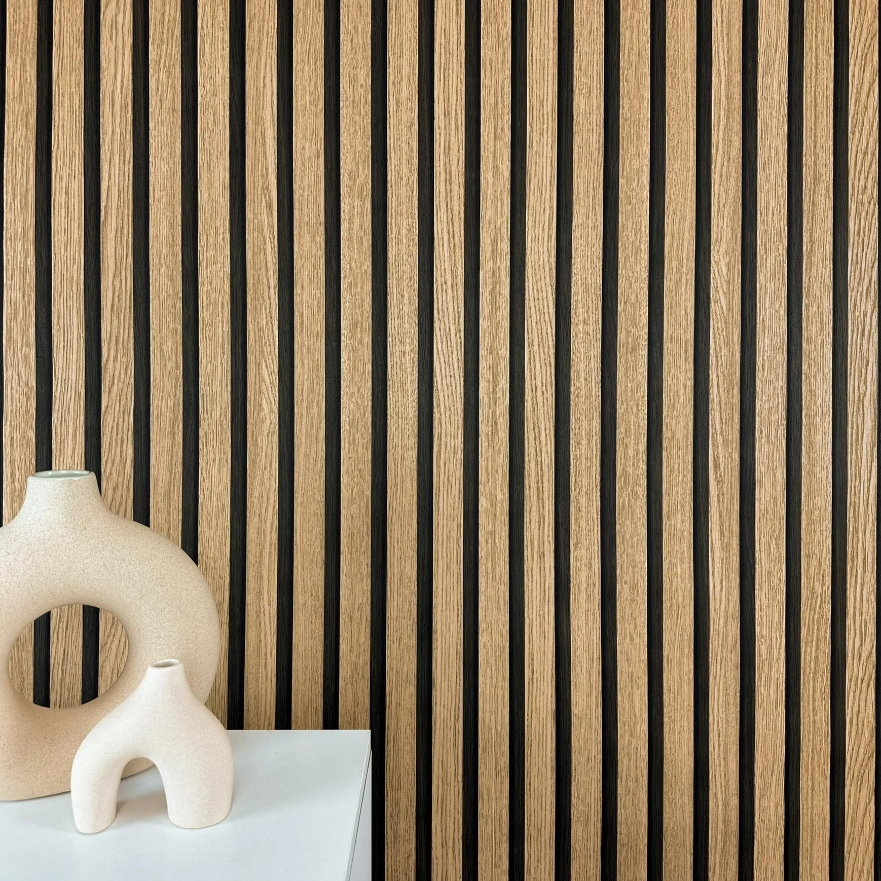 WALLCOVER Papier peint aspect bois marron panneaux acoustiques effet 3D 10,05 x 0,53 m