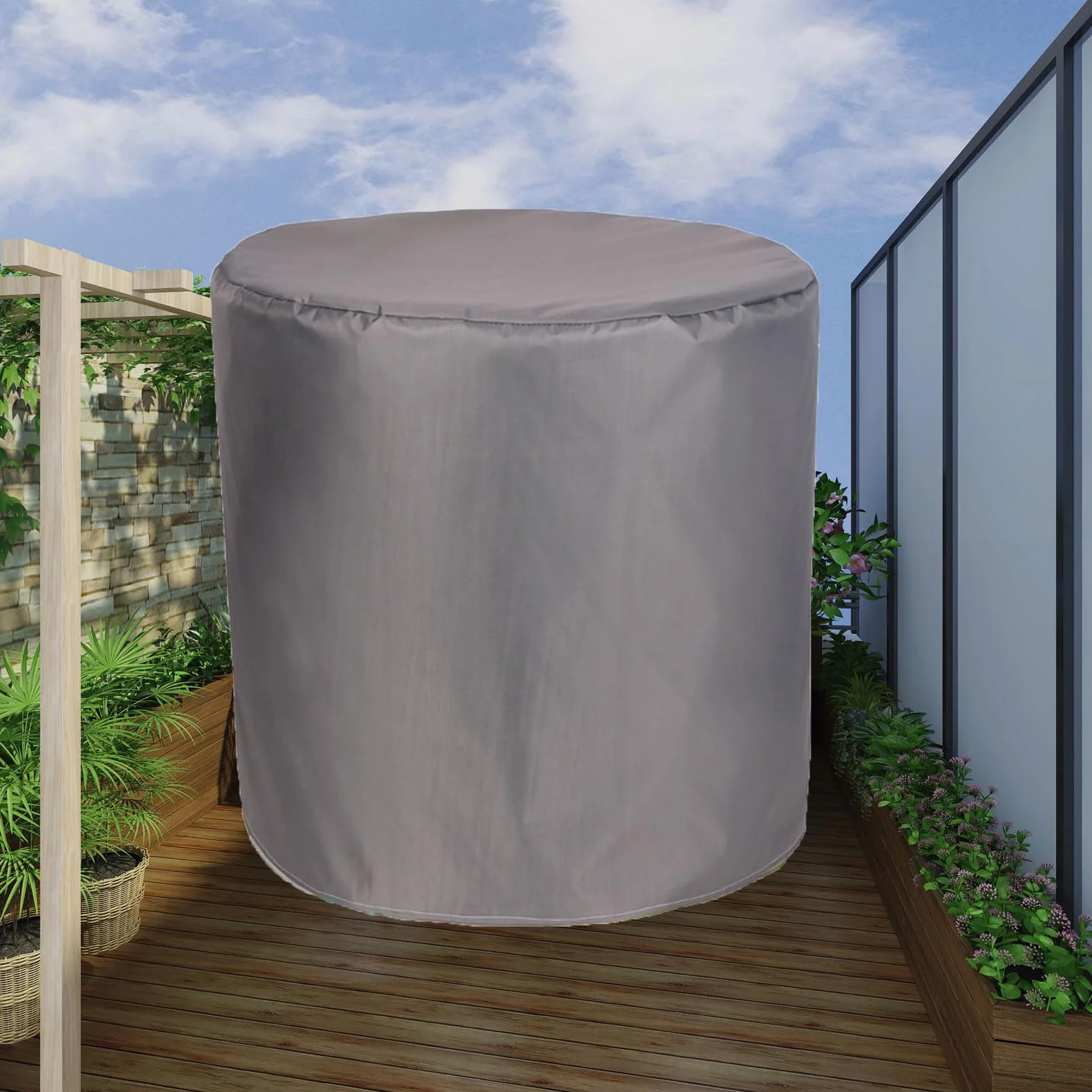 Housse ronde pour meubles de jardin - Imperméable et résistante - 420D