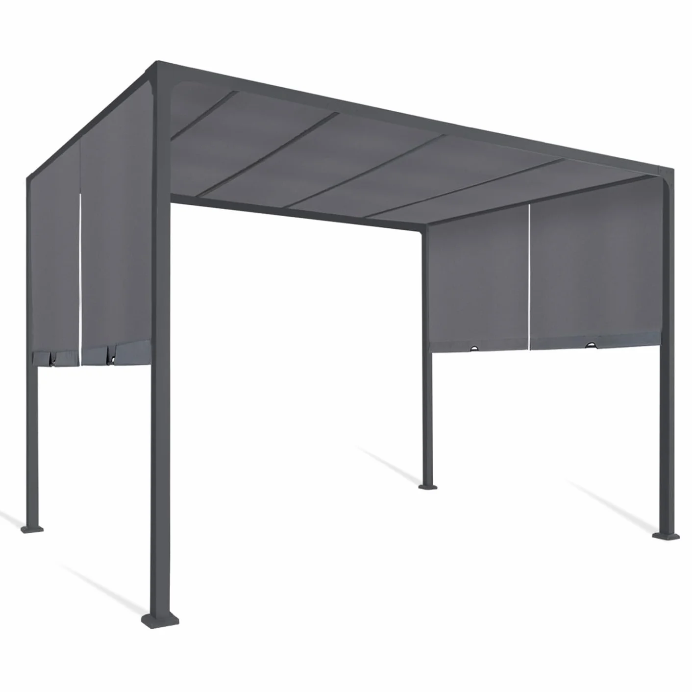Pergola coulissante 2 pans 3x3 M Toile Gris Anthracite
