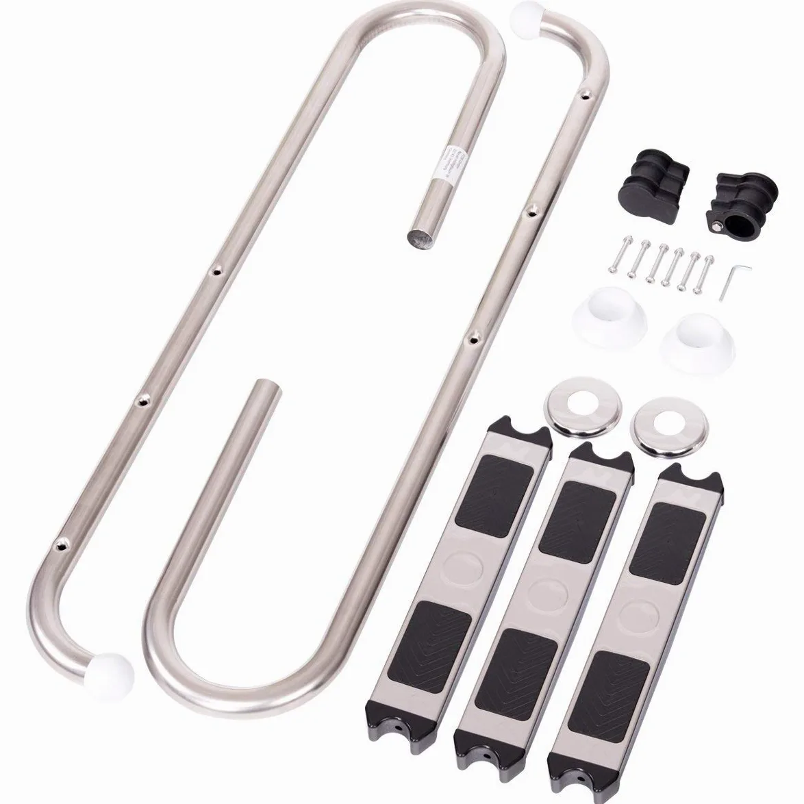 COSTWAY Échelle de Sécurité pour Piscine Echelle de Piscine à 3 Marches en Acier Inoxydable Anti-derapantes