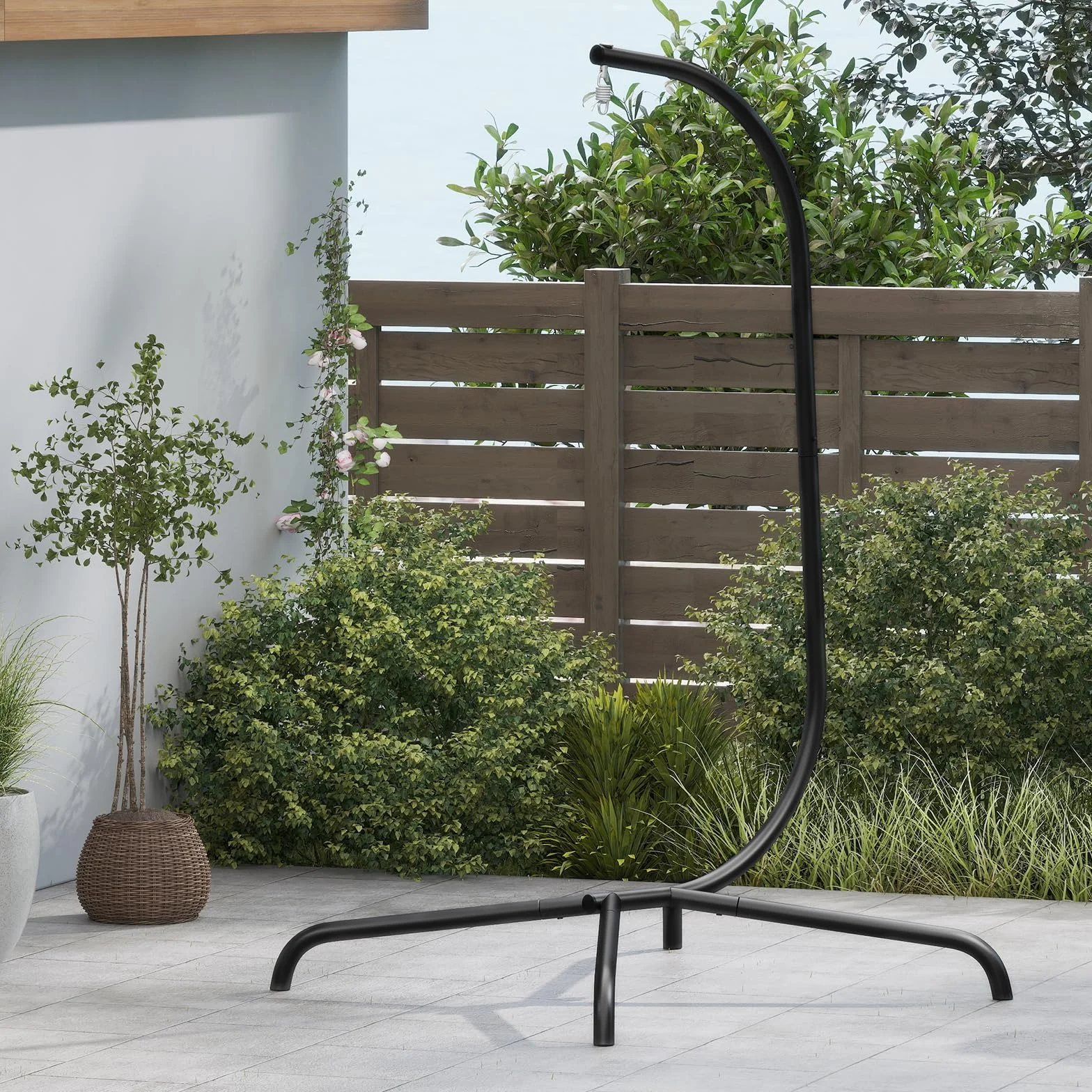 COSTWAY Hamac en Métal 1 Place avec Support, Rotation à 360°, Charge 180 kg, 106x105x197 cm