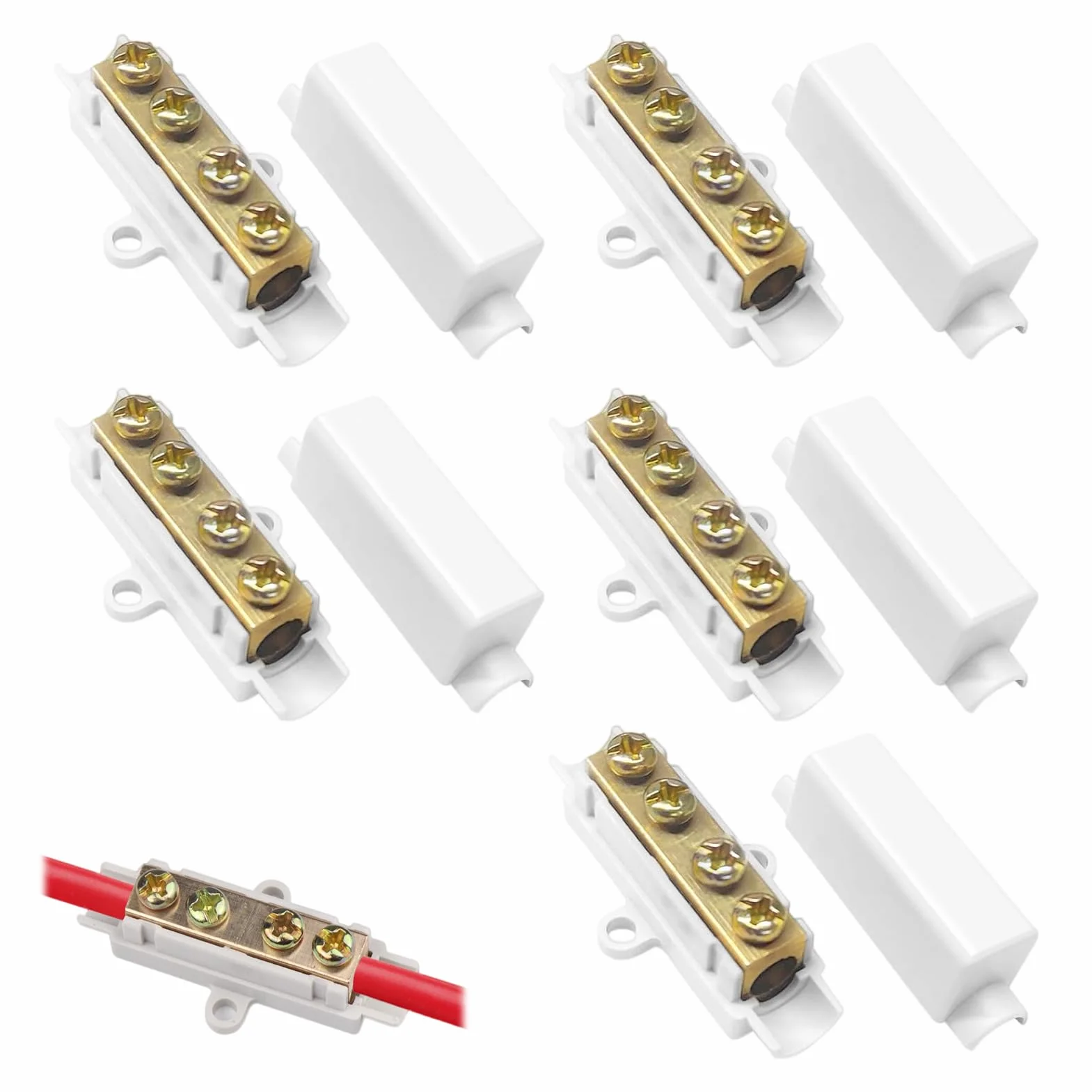 Connecteur 16mm² Bornier 1000V 100A Laiton Double Vis 5 Pièces