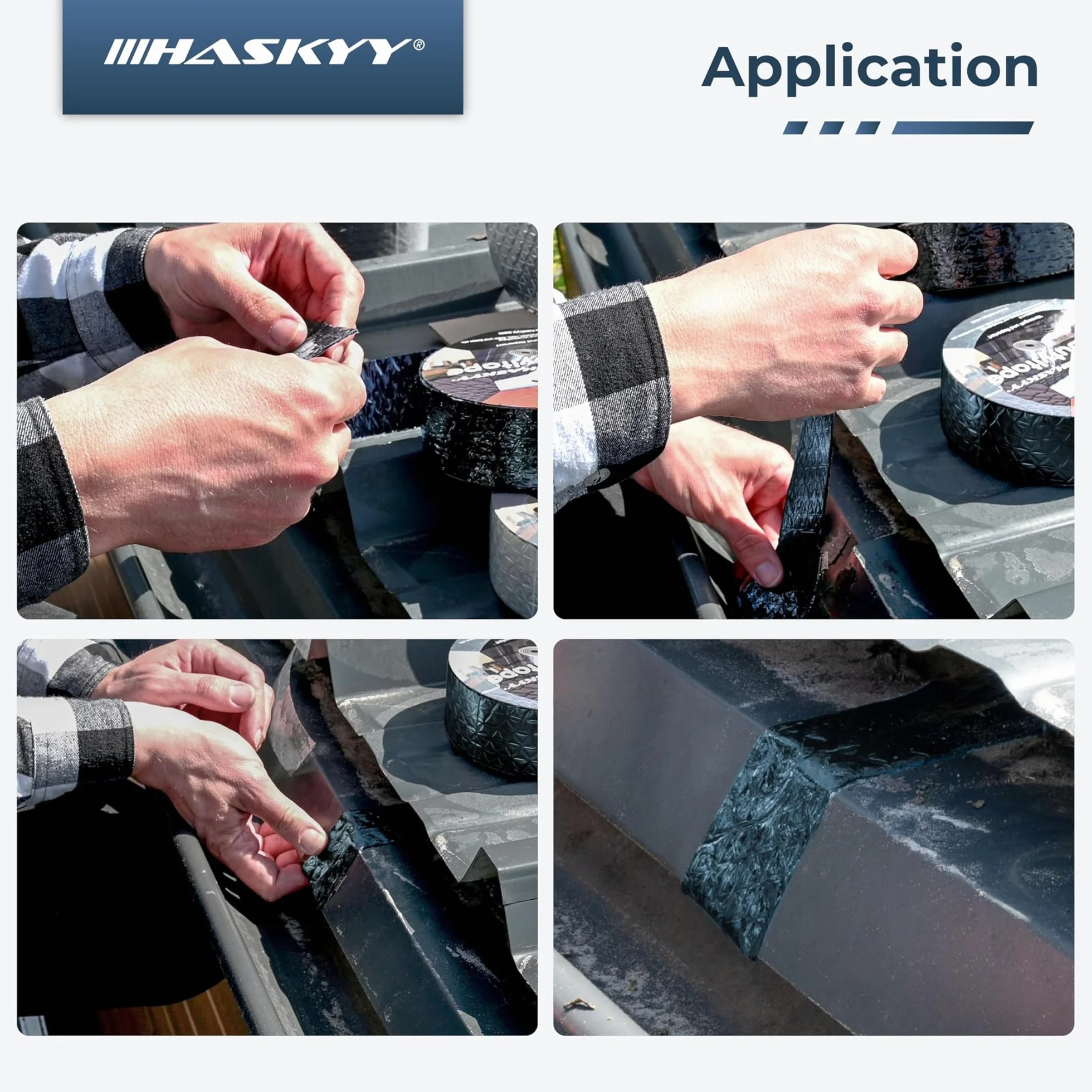 HASKYY Ruban adhésif étanche en butyle 50 mm x 10 m anthracite avec film aluminium résistant aux UV